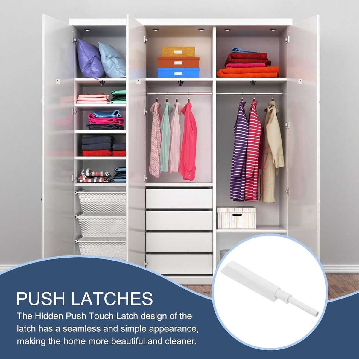 ya 26 10.21 baidi 4 Pcs Magnetic Push Latches Push to Open Door Latches Cabinet Hardware White