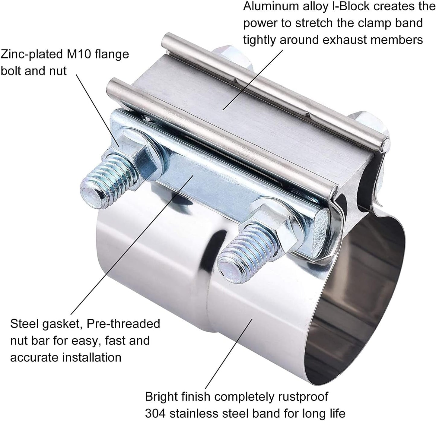 ya 5 8.24 baidi 2.5 inch ring joint exhaust band clamp for pipe repair 304 stainless steel 2 pieces