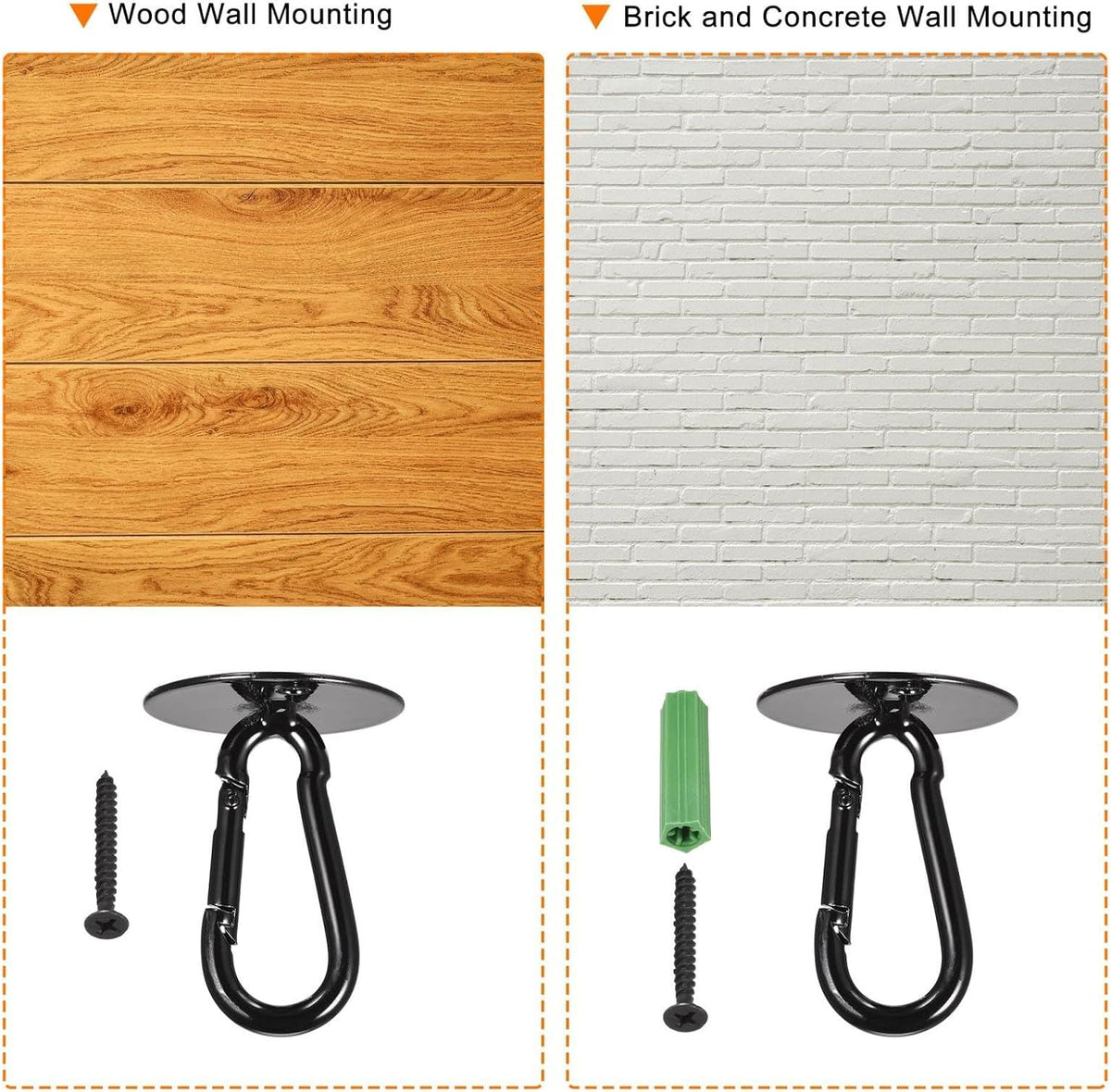 ya 26 10.21 baidi Ceiling Hooks Snap Hook Wall Mounted 40x52mm Iron for Hanging Plants Black 3Pcs