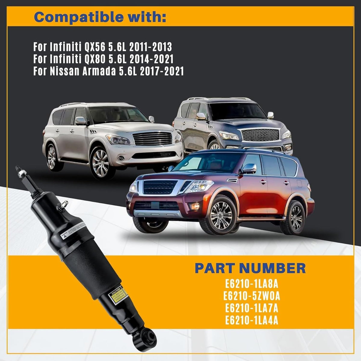 ya 12 10.8 baidi 2¡Á Rear Left Right Air Shocks Struts for Infiniti QX56 QX80 2011-2021 w/O Active
