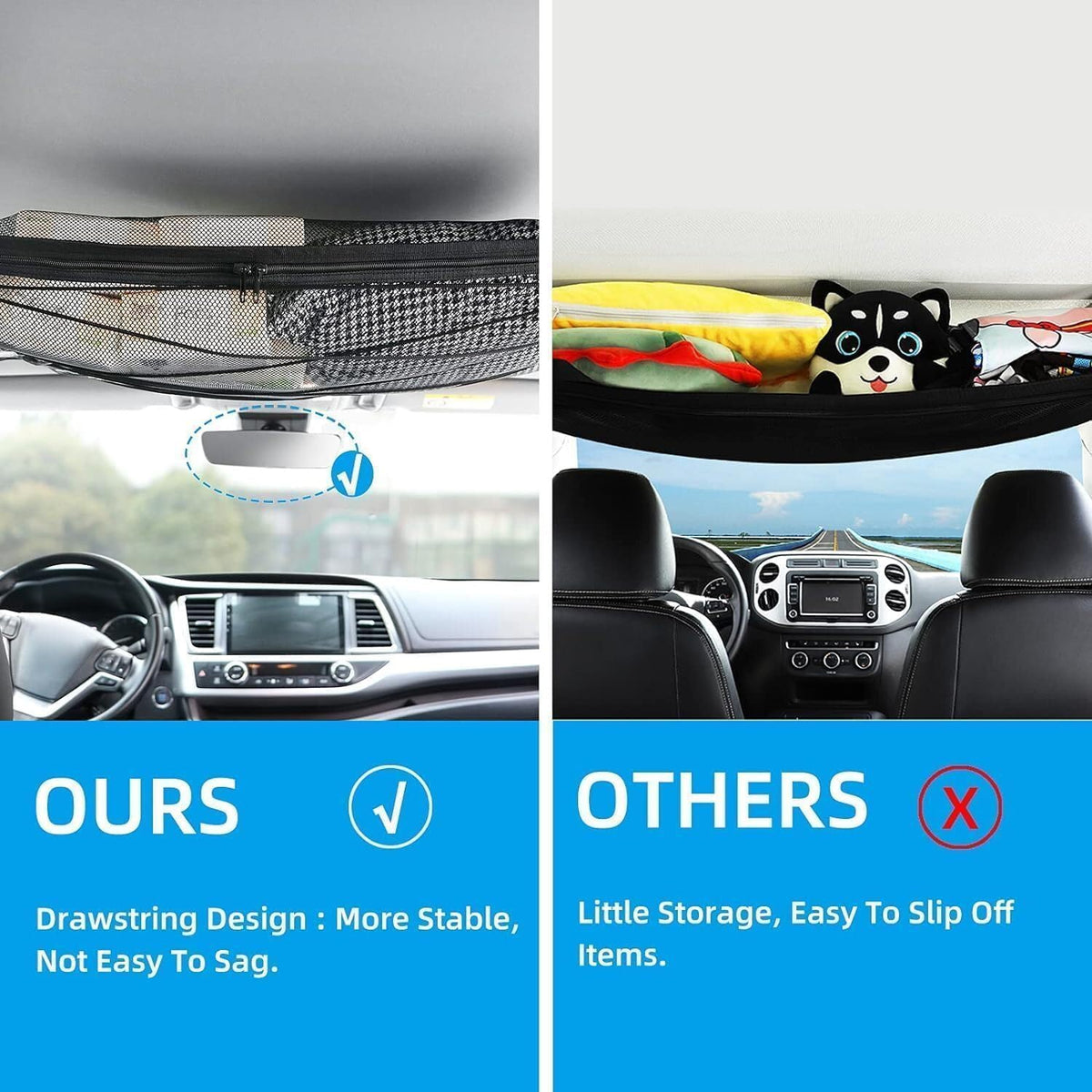 ya 28 10.13 zhengce for Volvo Car Ceiling Storage Bag Double-Layer Mesh Universal Cargo Net Tra