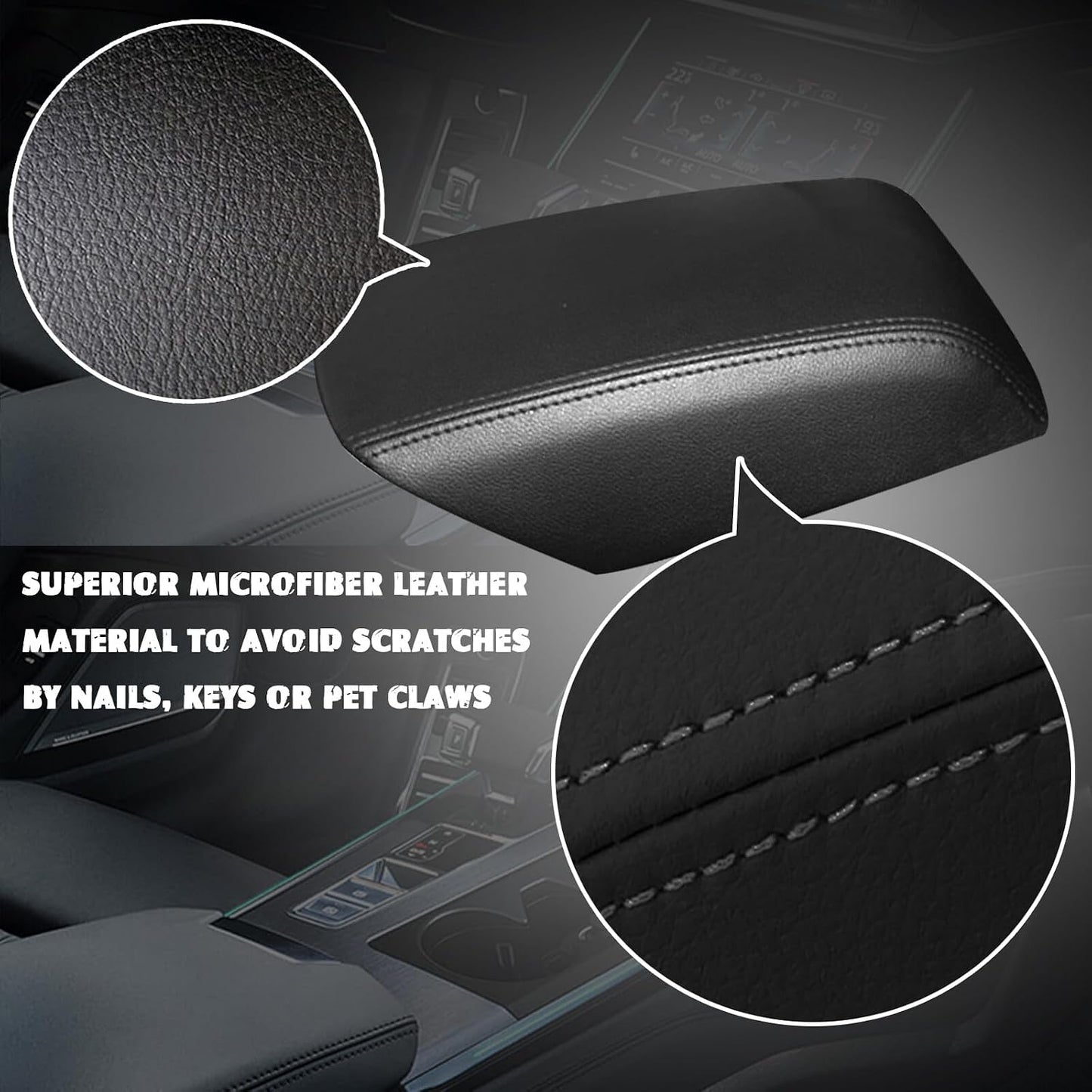 ya 5 8.10 Fits 2011-2018 for Ford Explorer New Leather Console Armrest Cover Black Stitching