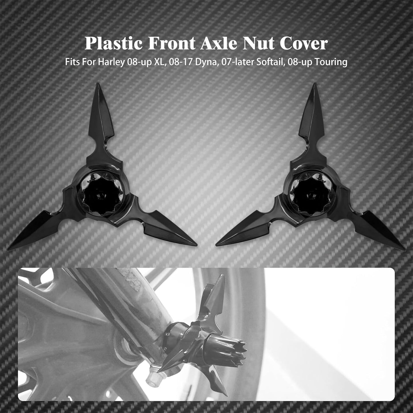 ya 7 8.24 baidi ABS Spun Blade Spinning Front Axle Cap Nut Cover Fit for Harley FLH XL 883 Dyna