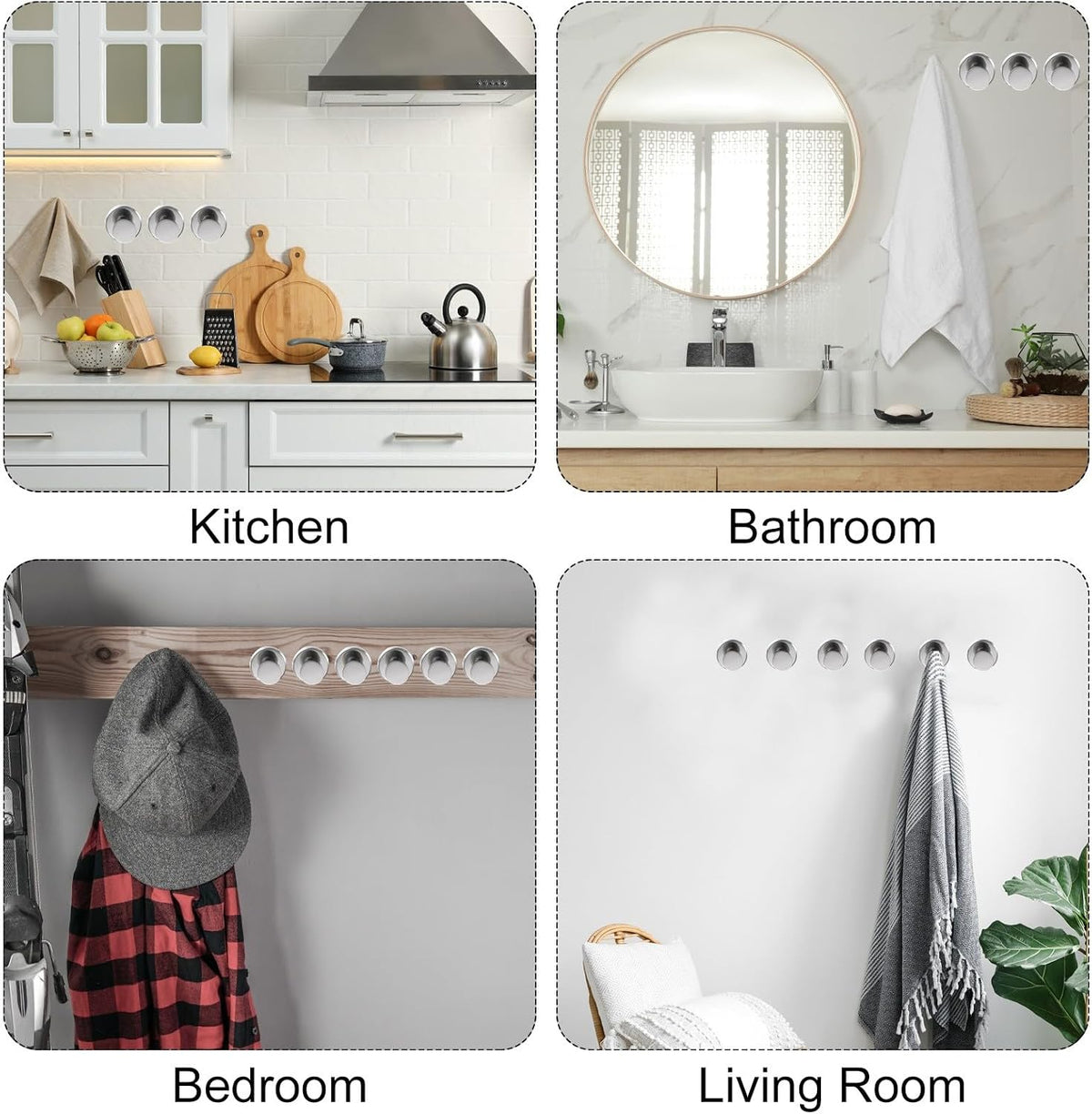 ya 26 10.21 baidi 4Pcs Towel Hooks for Hanging 304 Stainless Steel Round Mounted Hanger Chrome