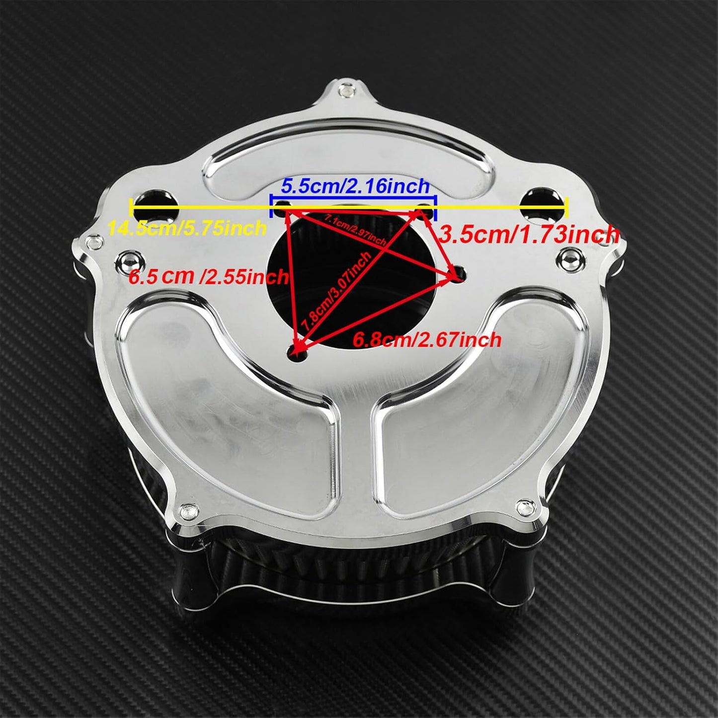 ya 5 8.10 All Chrome Air Cleaner Intake Air Filter Fit for Harley Sportster XL 2004-18 19