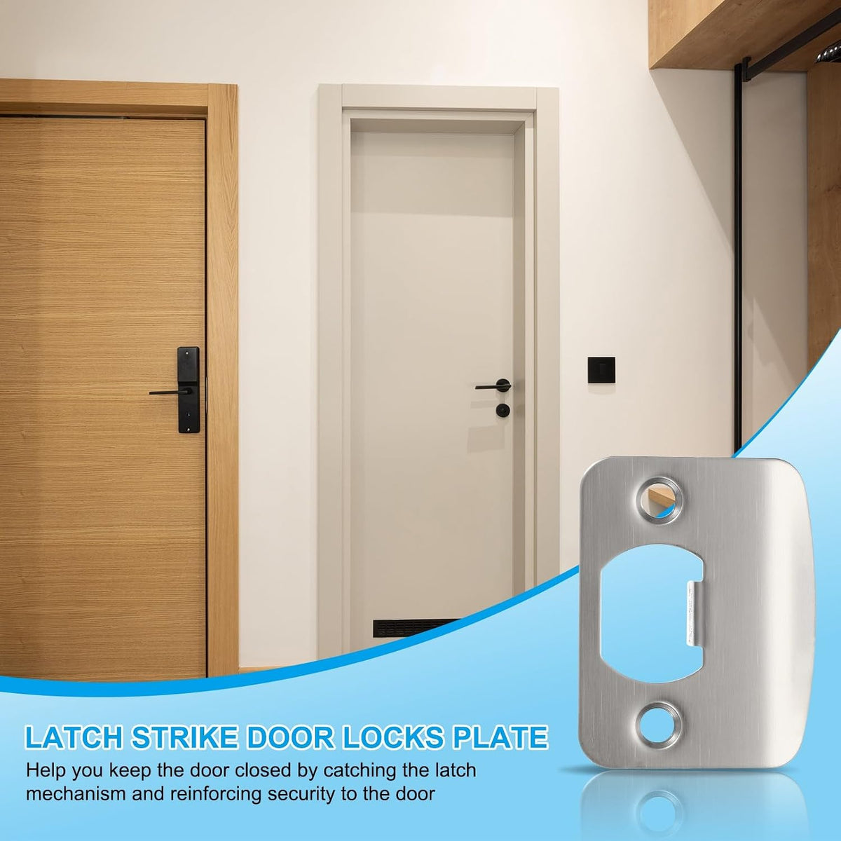 ya 26 10.21 baidi 2 Pcs Door Strike Plates D Round Cam Block Latch Strike Door Locks Plate Silver