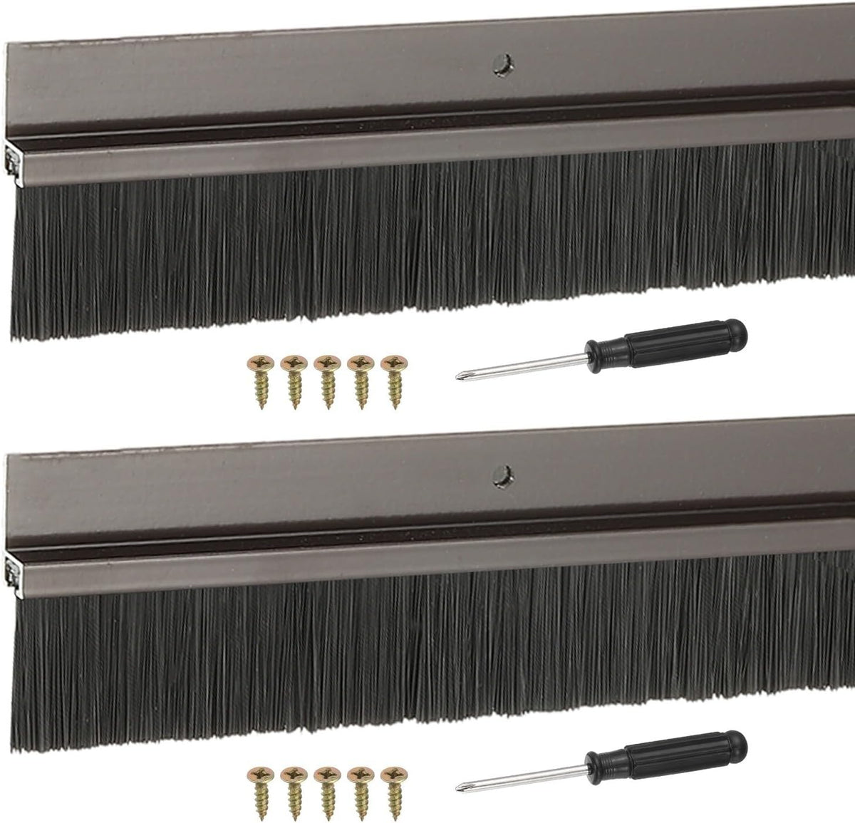 ya 26 10.21 baidi Door Sweep Brush Sweeps 1.6 Black PP Brush 39L x 2.6W -H-Shape(2 Pcs, Brown)