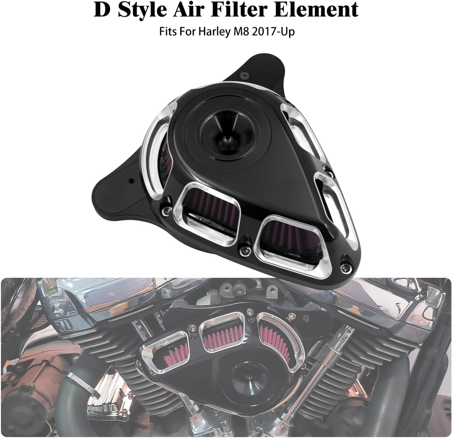 ya 5 8.10 Turnable Air Cleaner Filter Red Intake for Harley Touring Road Electra Glide 17+
