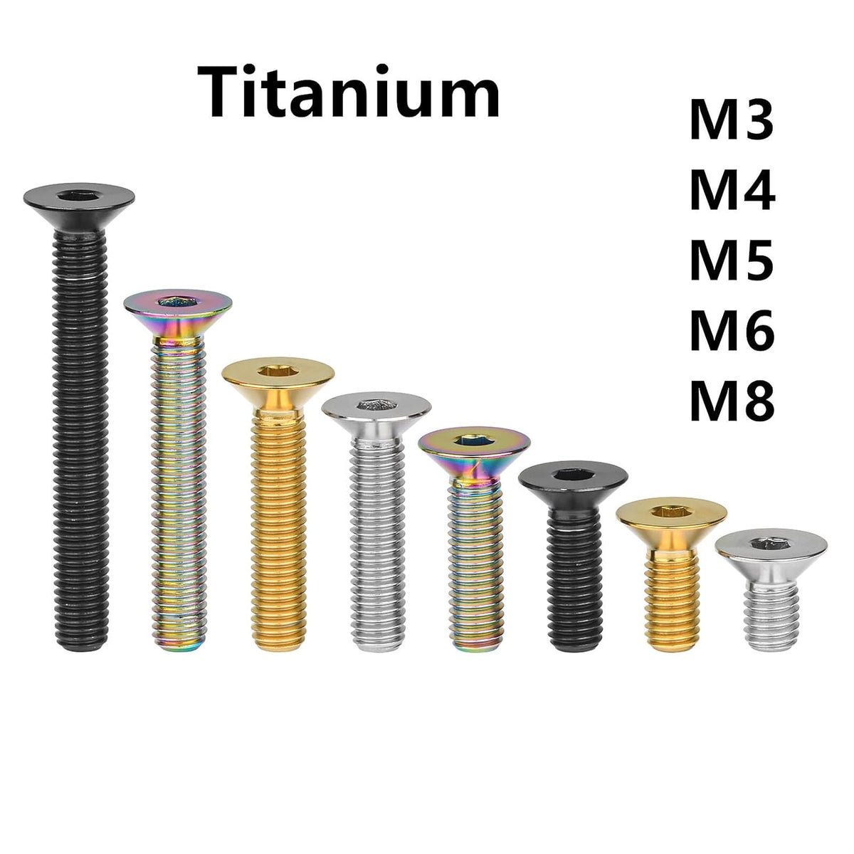 ya 16 10.20 baidi Titanium Bolt M4 M5 M6 Flat Head/Countersunk Socket Cap Screw Bicycle Motorcycle-2