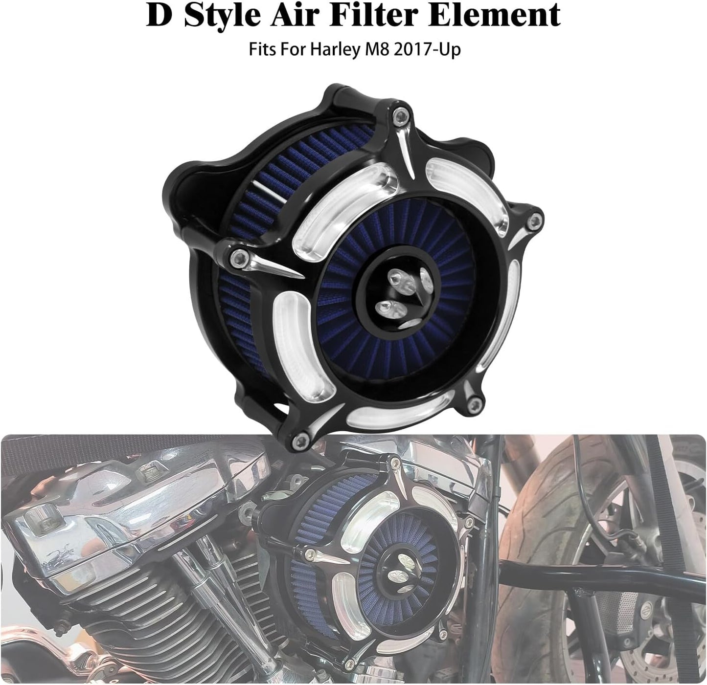 ya 5 8.10 Spike Air Cleaner Filter Blue Intake for Harley Touring Road Electra Glide 17-23