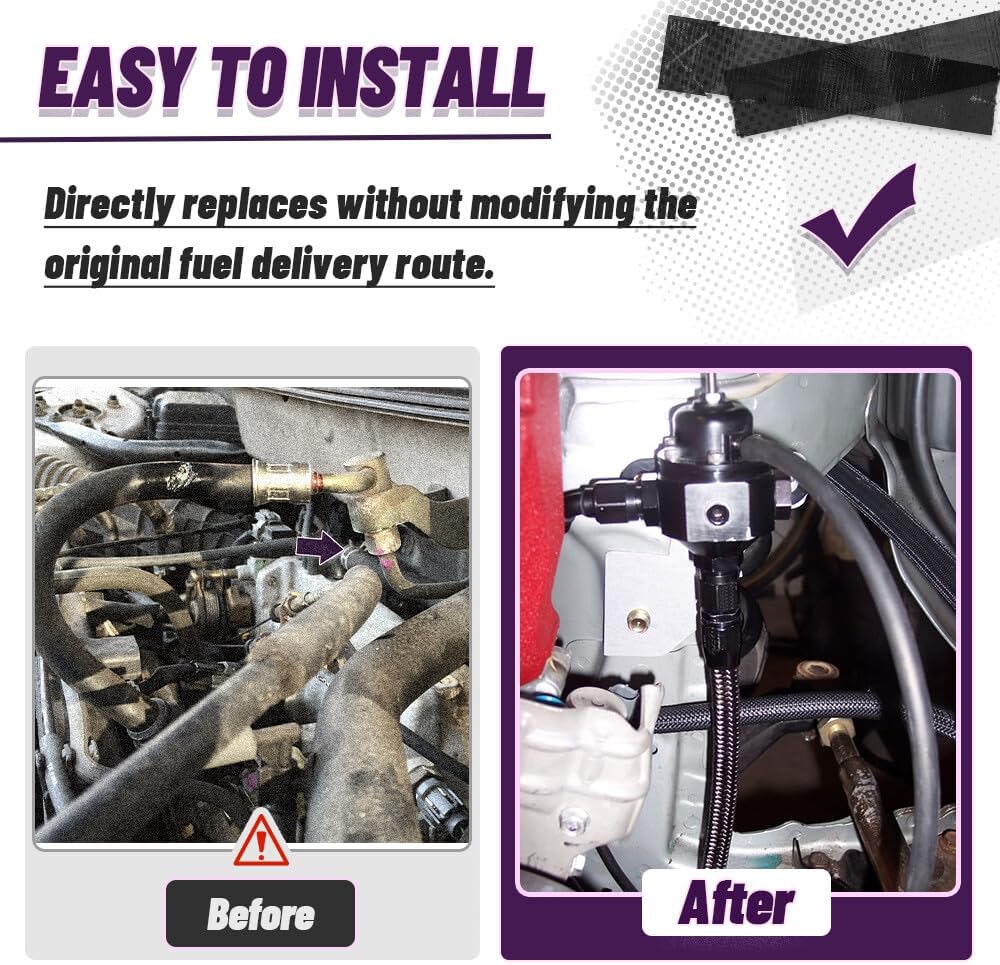 ya 10 9.16 baidi For 96-00 for Civic 4dr Sedan Black Stainless Steel Fuel Feed Line & Rubber Return