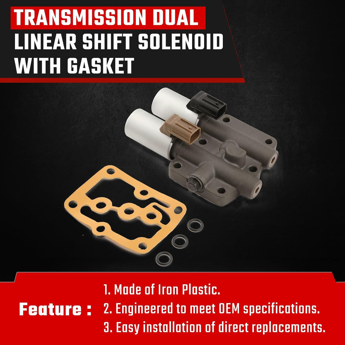 ya 10 9.16 baidi Fits for Honda for Accord Transmission Dual Linear Shift Solenoid & Gasket 28250-P6H-02*