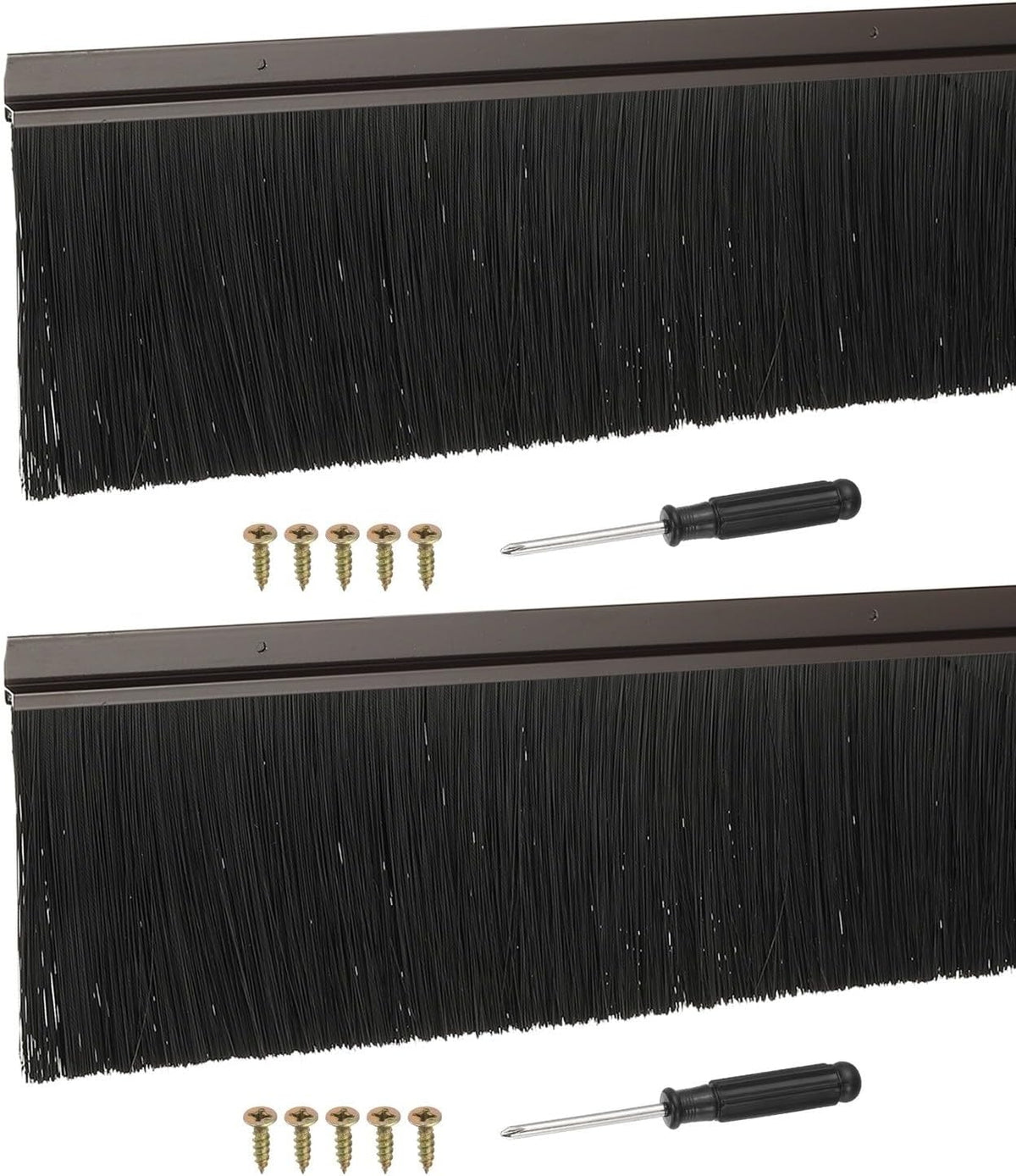 ya 26 10.21 baidi Door Sweep Brush Sweeps 3.5 Black PP Brush 39L x 4.5W -H-Shape(2 Pcs, Brown)