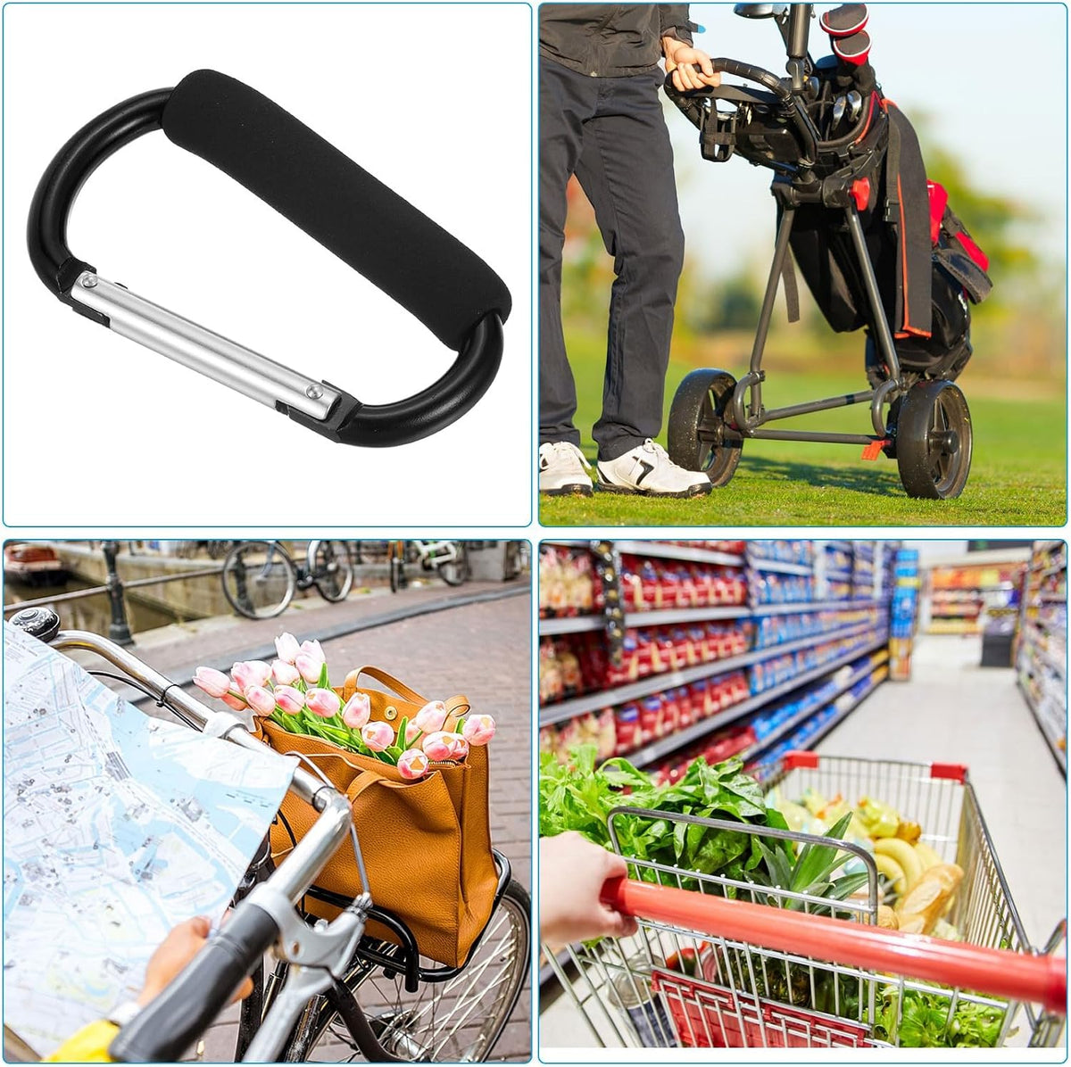 ya 26 10.21 baidi 2pcs 5.5 Lar Shopping Bag Hooks Organizer Mommy Multipurpose Clip, Black