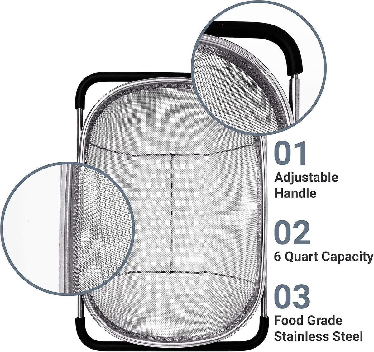 ya 14 9.20 baidi Over the Sink Colander Strainer Basket Stainless Steel, For Kitchen Sink-1