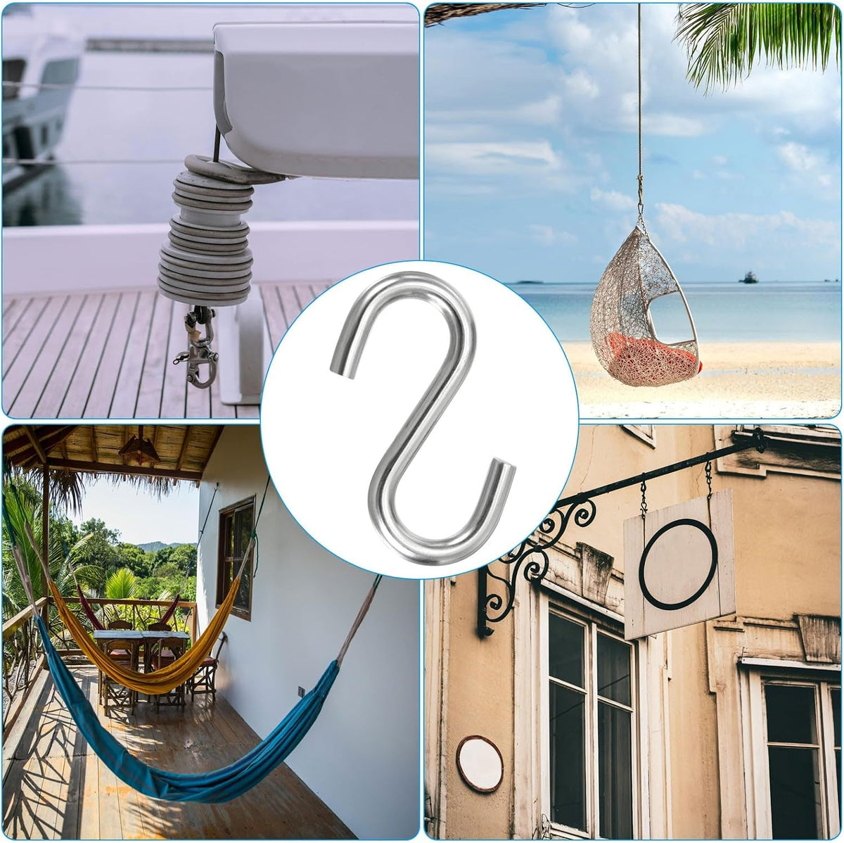 ya 26 10.21 baidi 2 Pack S Hooks 3.2 Inch for Hanging Hammock Stand Swing Silver Tone