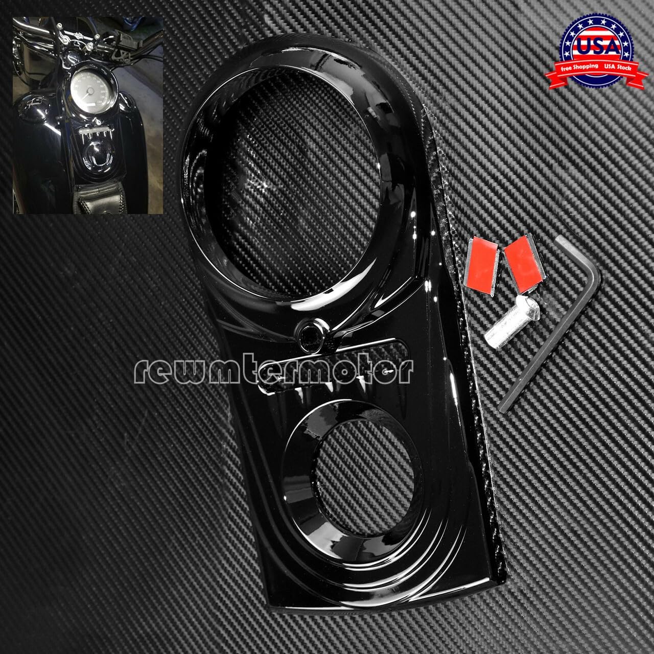 ya 4 8.24 baidi Dash Panel Insert Cover Fit for Harley Softail Dyna FXDWG FXSTC 1993-2015 Black