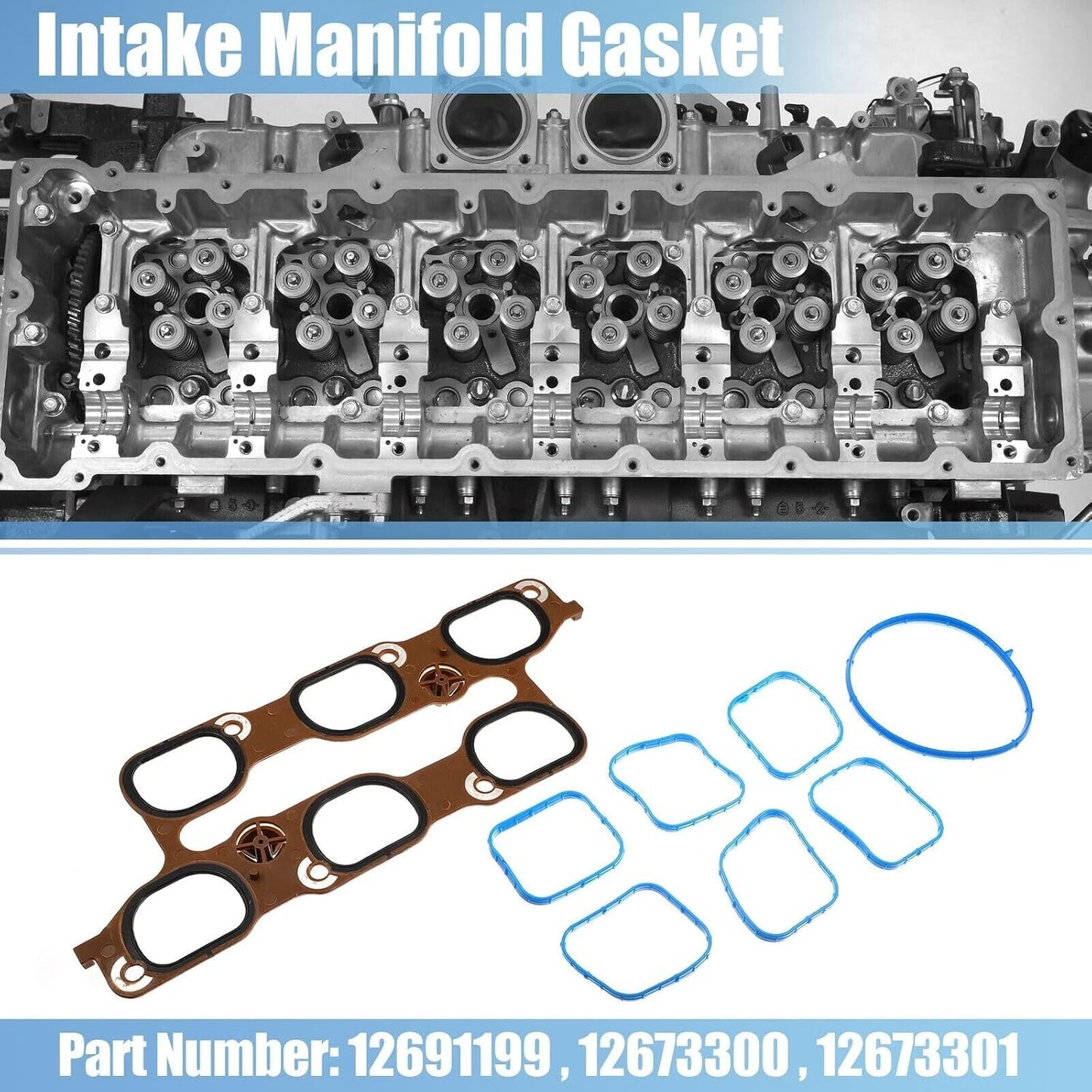 ya 5 8.24 baidi 12673300 Engine Intake for Man ifold Upper and Lower Gasket kit for GMC for Buick Brown