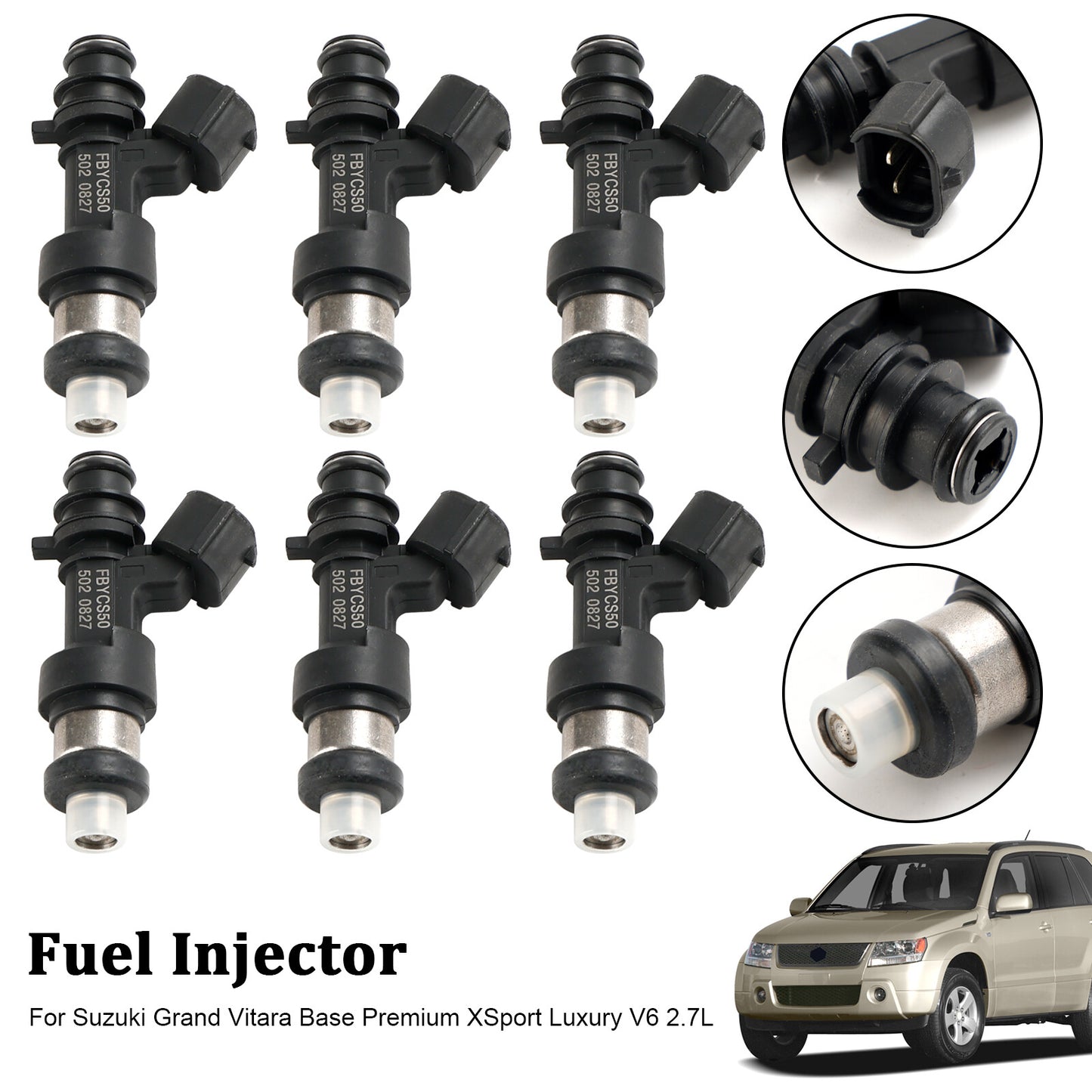 ya 1 8.5.3 6PCS Fuel Injector 15710-66J00 for Suzuki Grand Vitara Base V6 2.7L FBYCS50