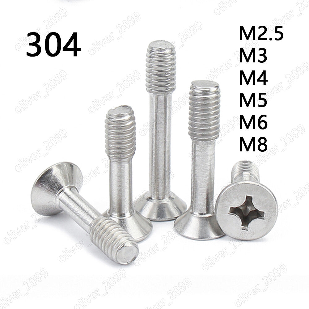304 Stainless Steel Phillips Countersunk Head Screws With Waisted Shank M2.5-M8