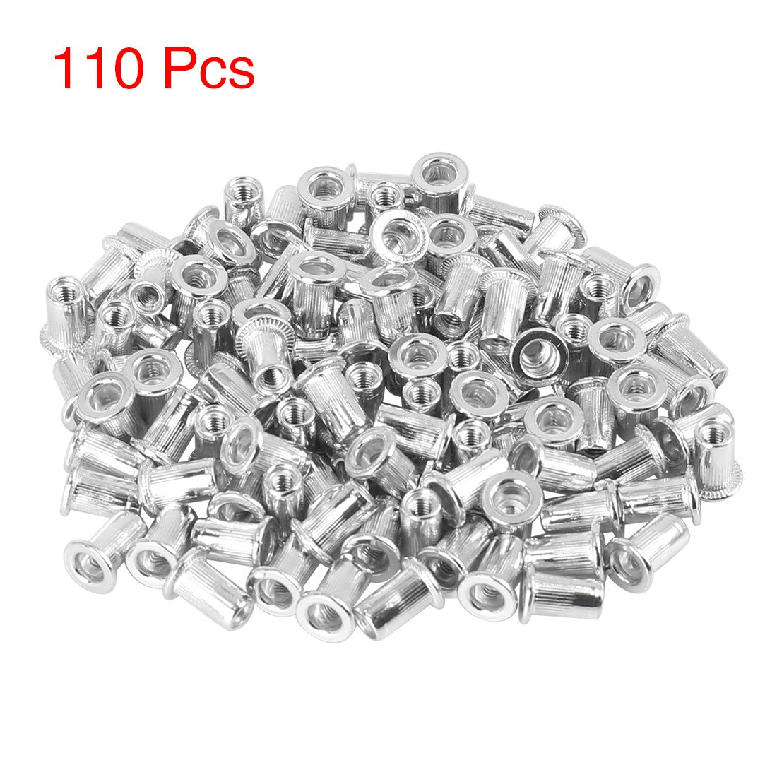 ya 2 7.15 110 Pcs M3 Silver Tone Aluminum Alloy Car Flat Head Rivet Nut Threaded Insert