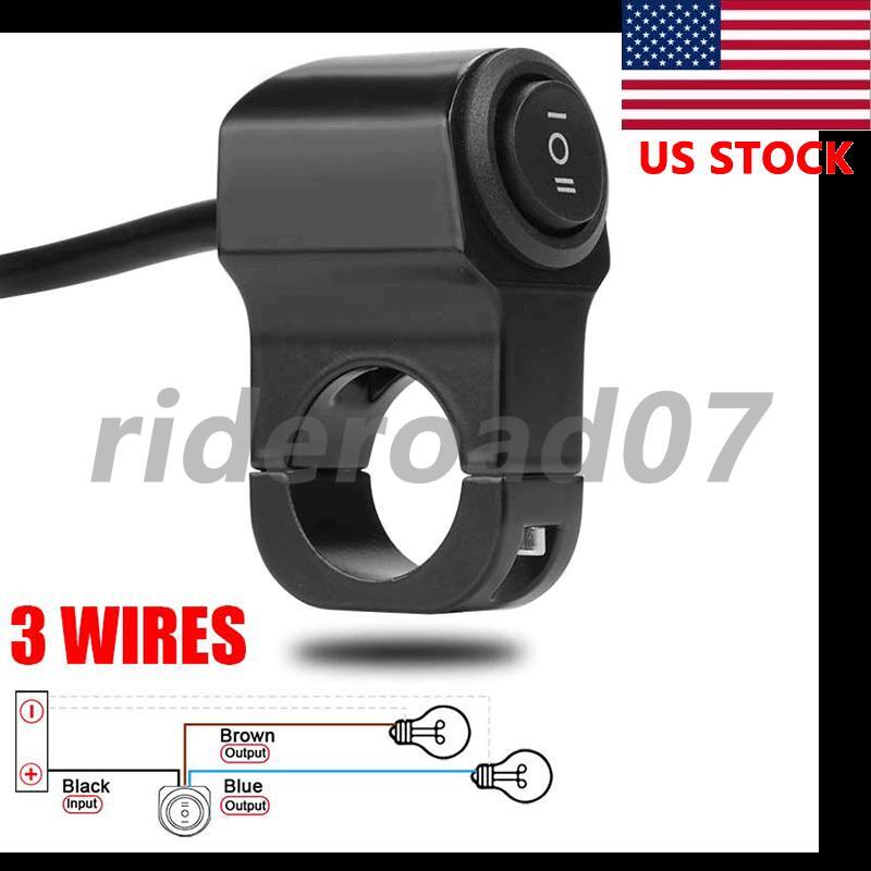 ya 1 7.4 7/8 Waterproof Motorcycle Handlebar On Off Switch Headlight Fog Spot Light ATV