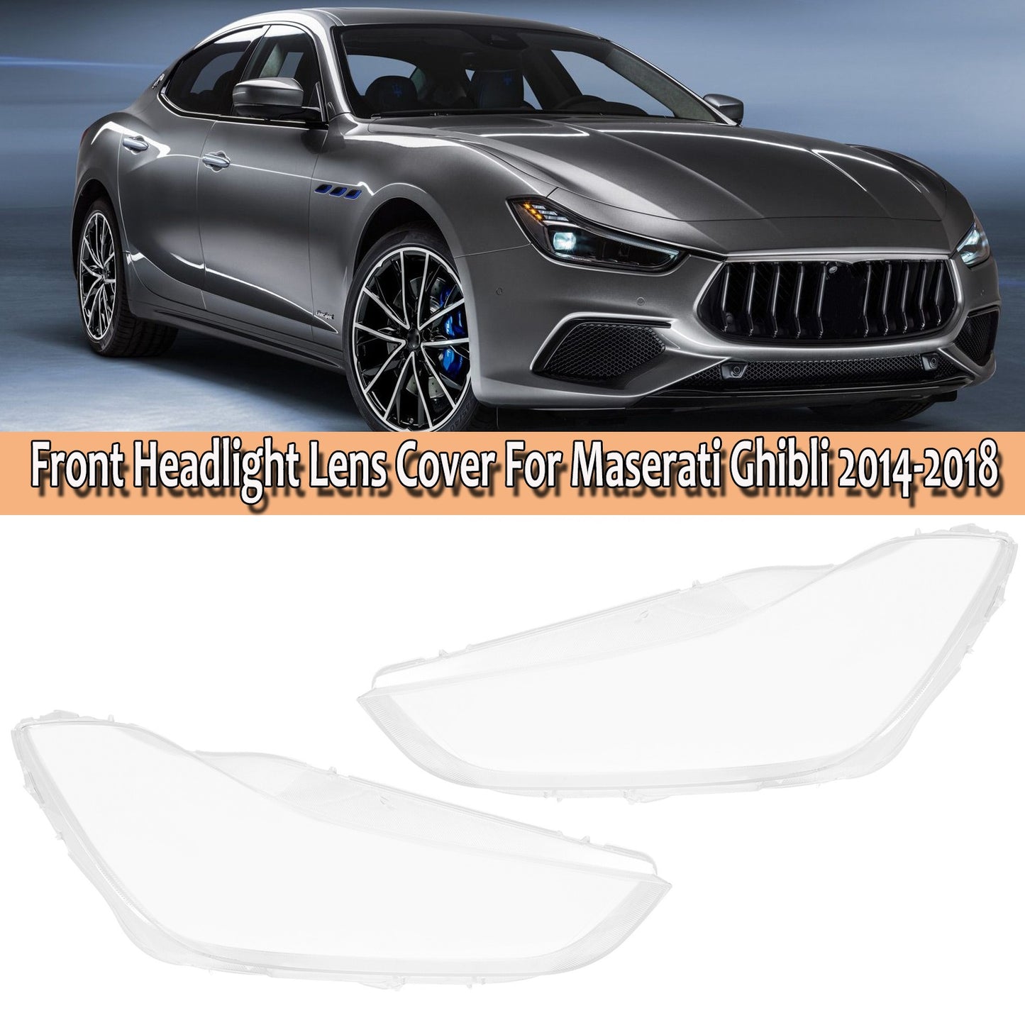 ya 13 5.27.2 Pair for Maserati for Ghibli 2014-2018 Clear Headlight Headlamp Lens Cover Shell L+R