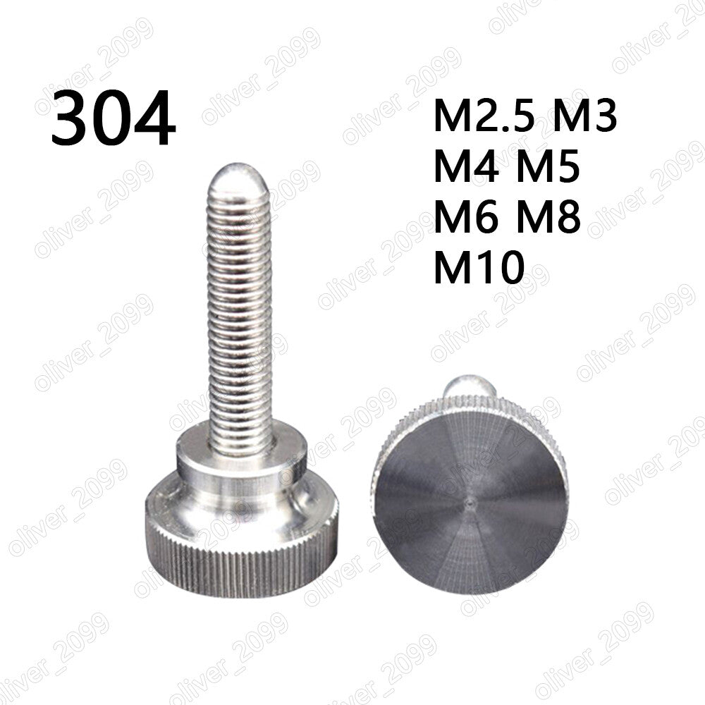 304 Stainless Steel Knurled Thumb Screws M2.5 M3 M4 M5 M6 M8 M10