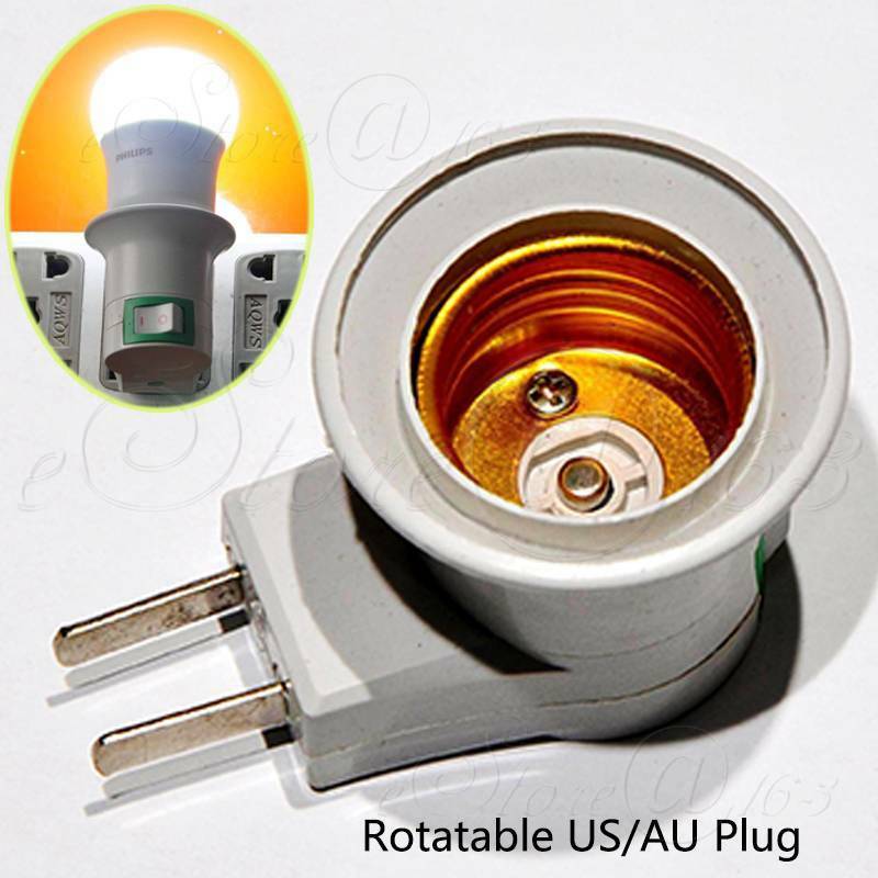 ya 14 2x Adjustable US/AU E27 Screw Socket LED Lamp Base Holder Adapter With Switch