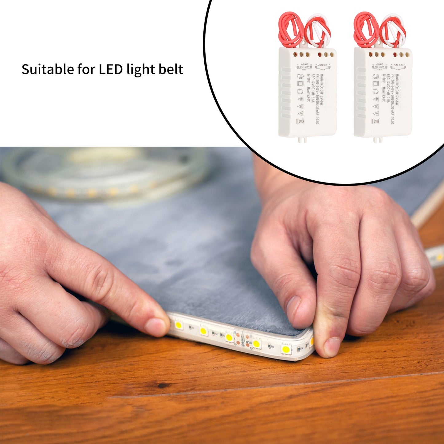 ya 14 2Pieces LED Power Supply Tools 12V 6W DC Output Electronic Transformer w/ Cord