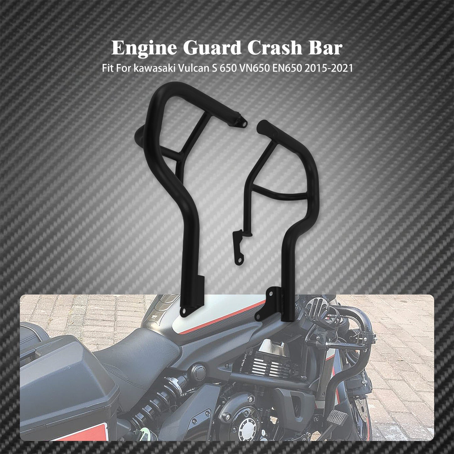 ya 2 6.30 Black Front Engine Guard Crash Bar Fit for Kawasaki Vulcan S 650 VN650 2015-2023