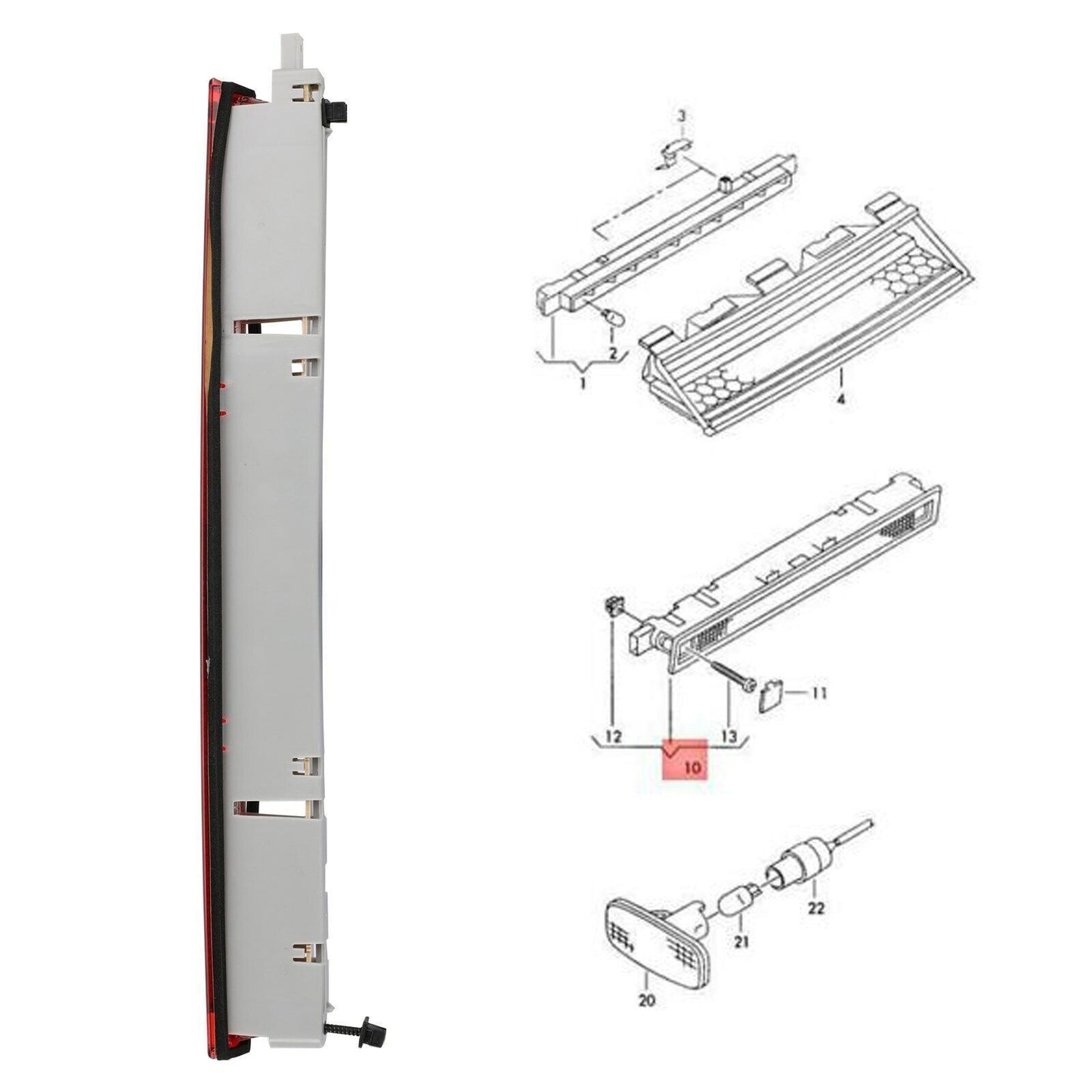ya 1 8.5.4 Third 3Rd Brake Stop Light Fits for Audi A6 Allroad Quattro Wagon 4B9945097A