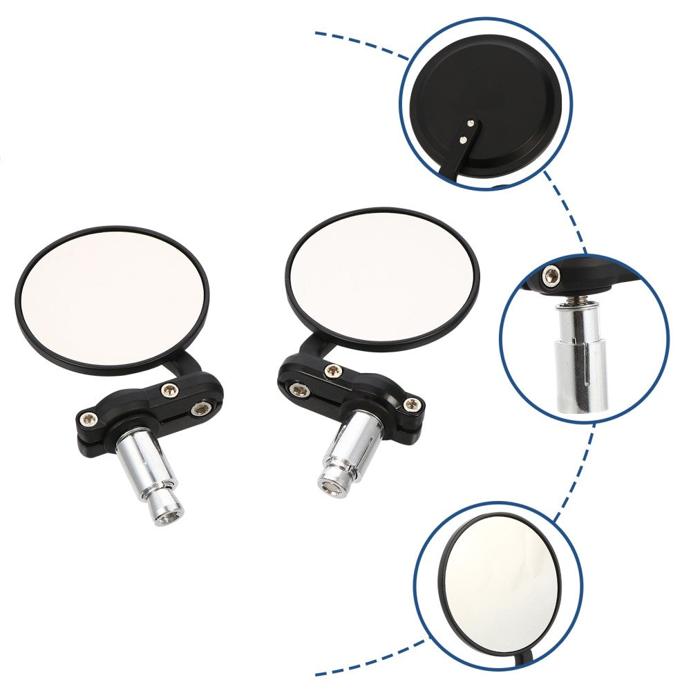 ya 4 6.21 1 Pair Round Motorcycle Rearview Mirror Safety Reflector Reversing Mirror