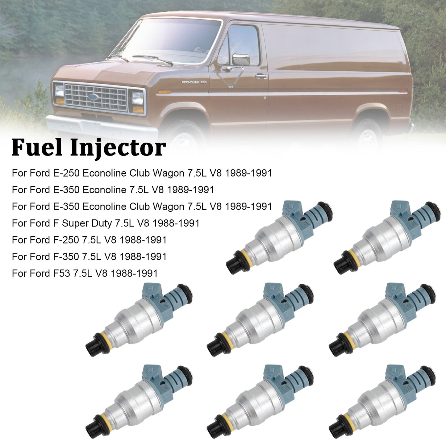 ya 1 8.5.1 8PCS Fuel Injectors 0280150759 for E-250 E-350 7.5L V8 1988-1991 822-11120