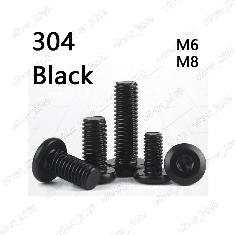 Black 304 Stainless Steel Furniture Connector Bolts Hex Socket Head Screws M6 M8