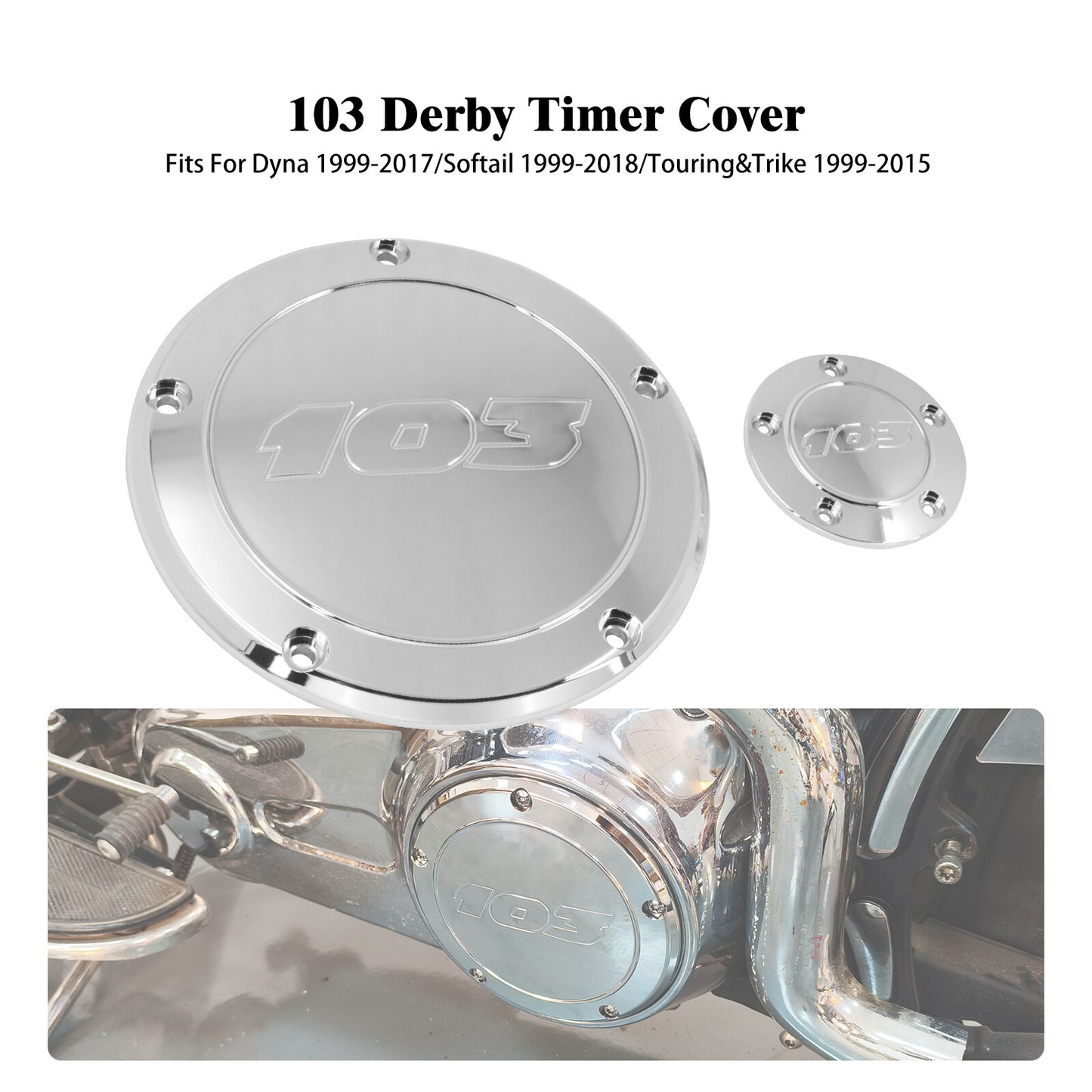 ya 1 7.4 All Chrome 103 Derby Timing Timer Cover Fit for Harley Dyna Softail FXS Touring