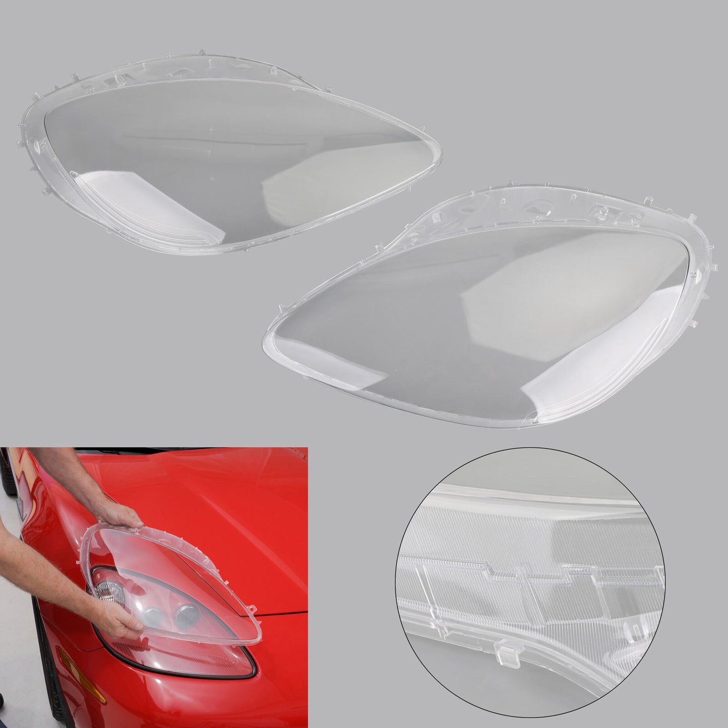 ya 1 8.5.1 Headlight Replacement Lens Driver Passenger L+R PAIR Fits For Corvet C6 05-2013