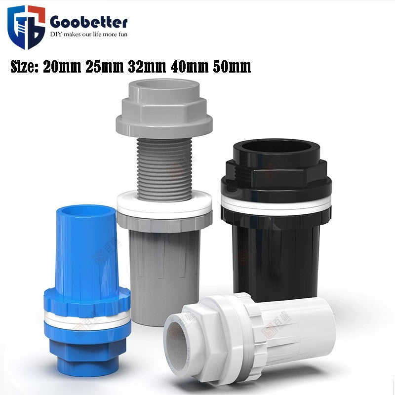 Aquarium Water Pipe Connector w/ Long Male/Female Threads PVC 1Pcs - 10 Pcs