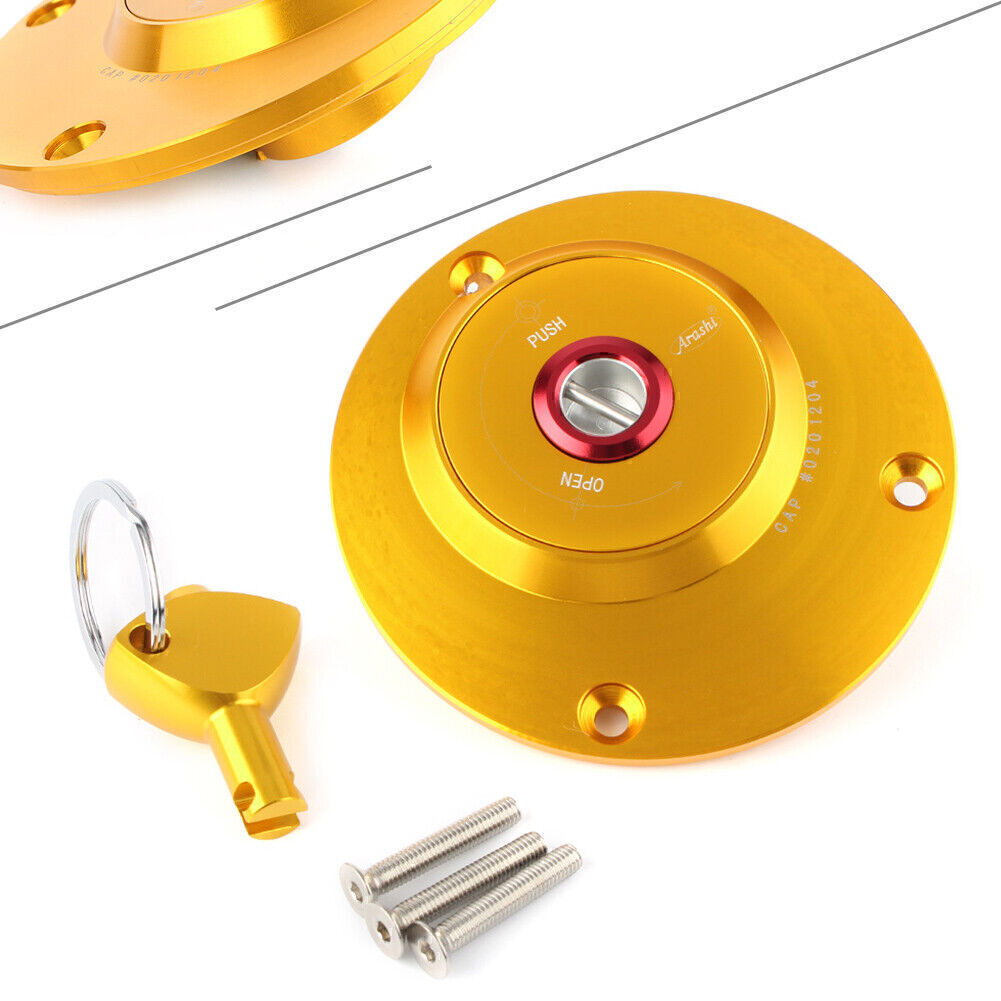 ya 2 6.30 Motorcycle Gas Fuel Tank Cap Cover w/ Key Fit for Yamaha FZ1 FZ6 YZF R1 R6 Gold