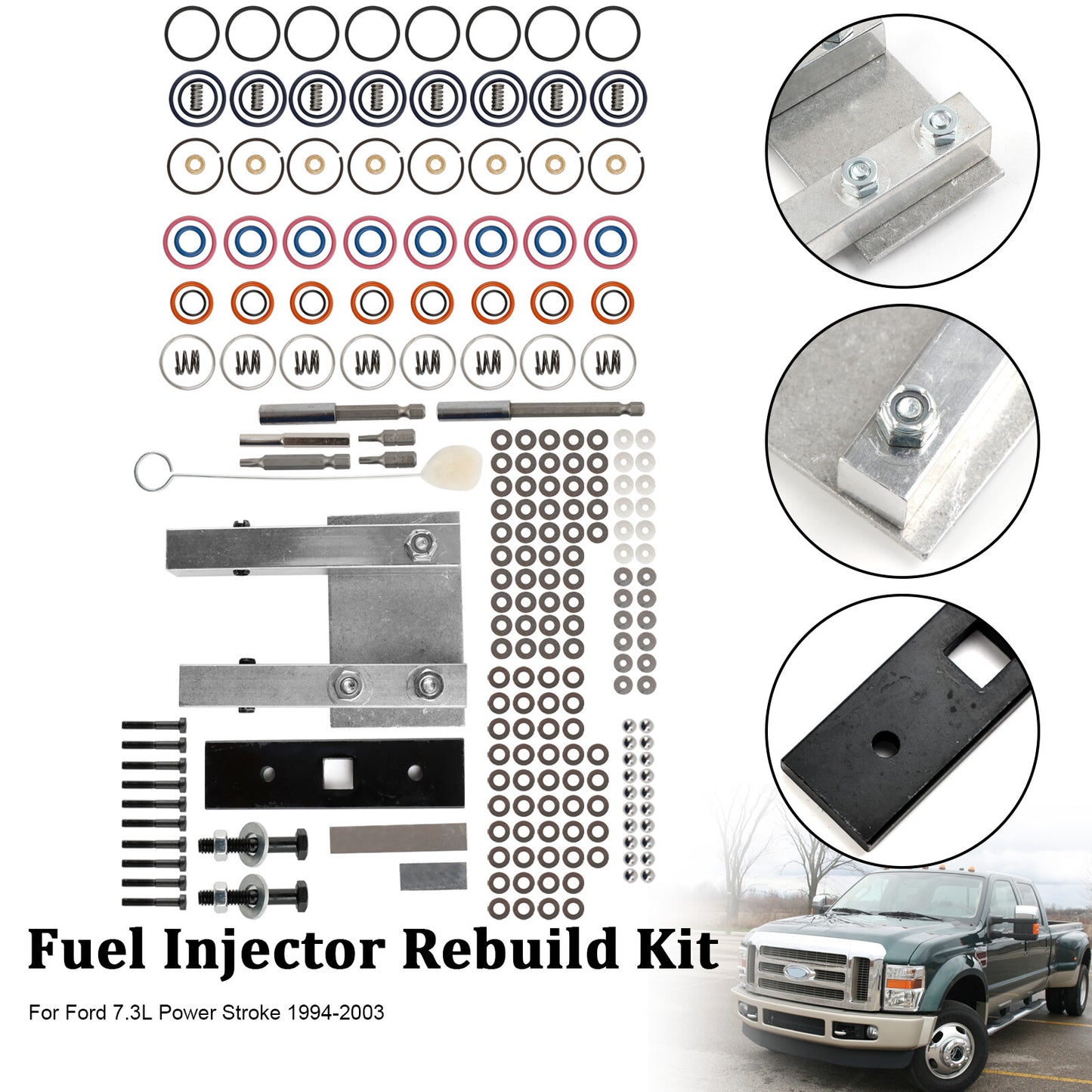ya 1 8.5.3 Injector Rebuild Kit for 7.3L Power Stroke 94-03 W/Vice Clamp And Tools Spring