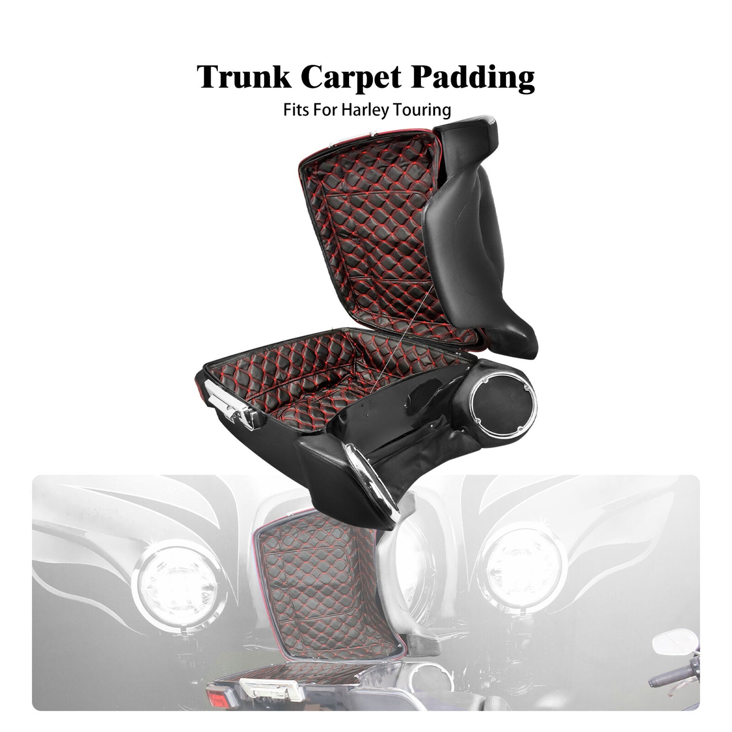 ya 12 5.21 Red Thread King Tour Pak Trunk Insert Carpet Liner Fit For Touring Glide 2014-UP