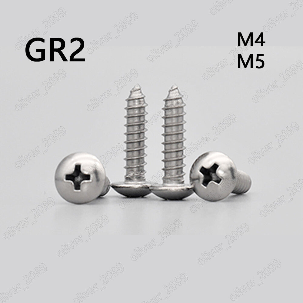 Titanium GR2 Phillips Cross Truss Head Self Tapping Screws M4 M5