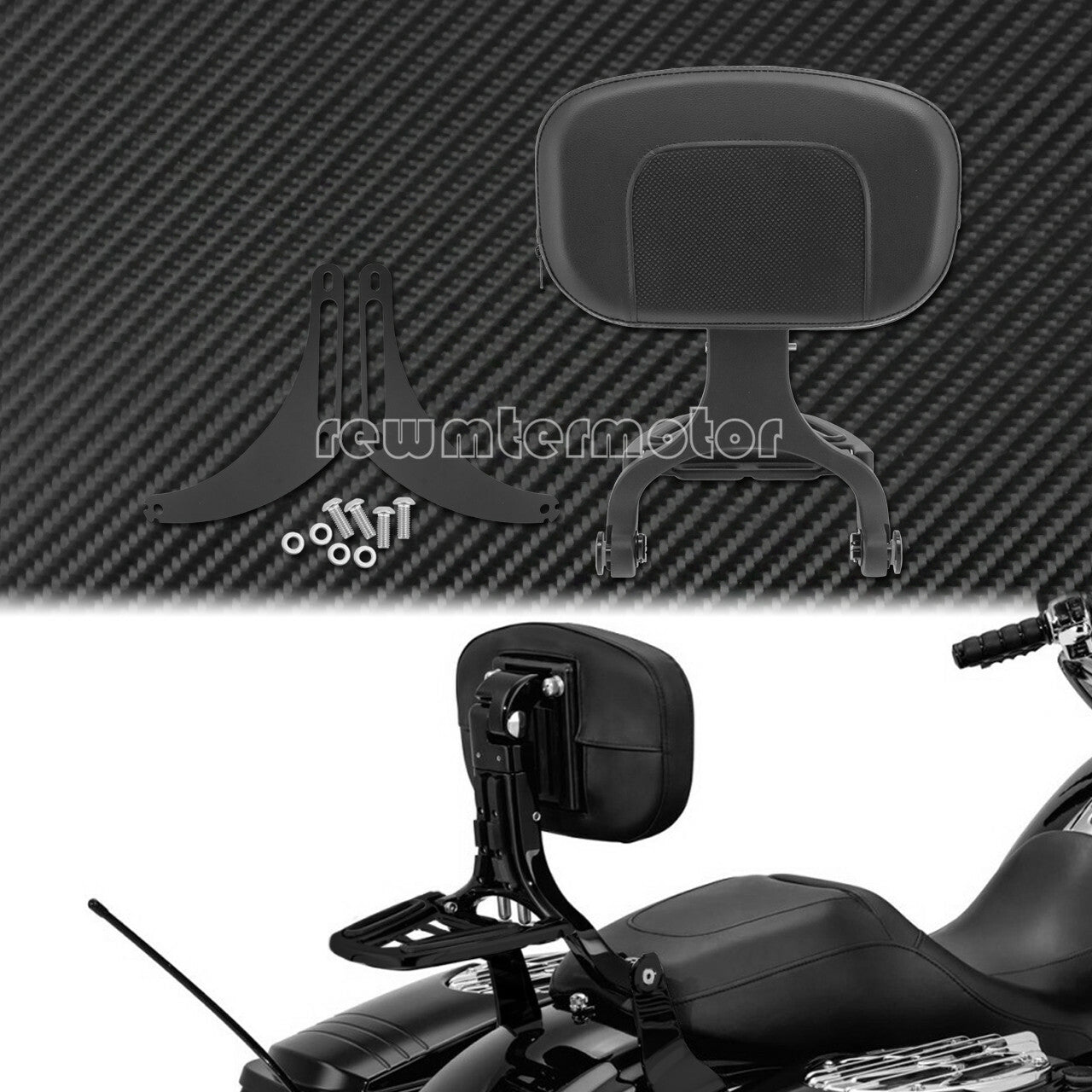 ya 3 6.25.3 Multi-Purpose Black Driver & Passenger Backrest Fit for Harley Steet Bob 18-20