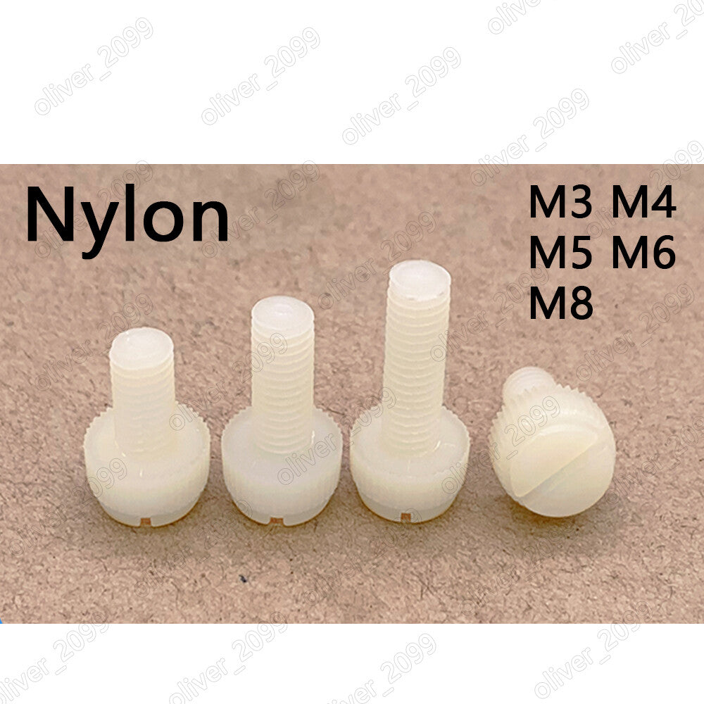 White Nylon Plastic Slotted Cheese Head Screws M3 M4 M5 M6 M8
