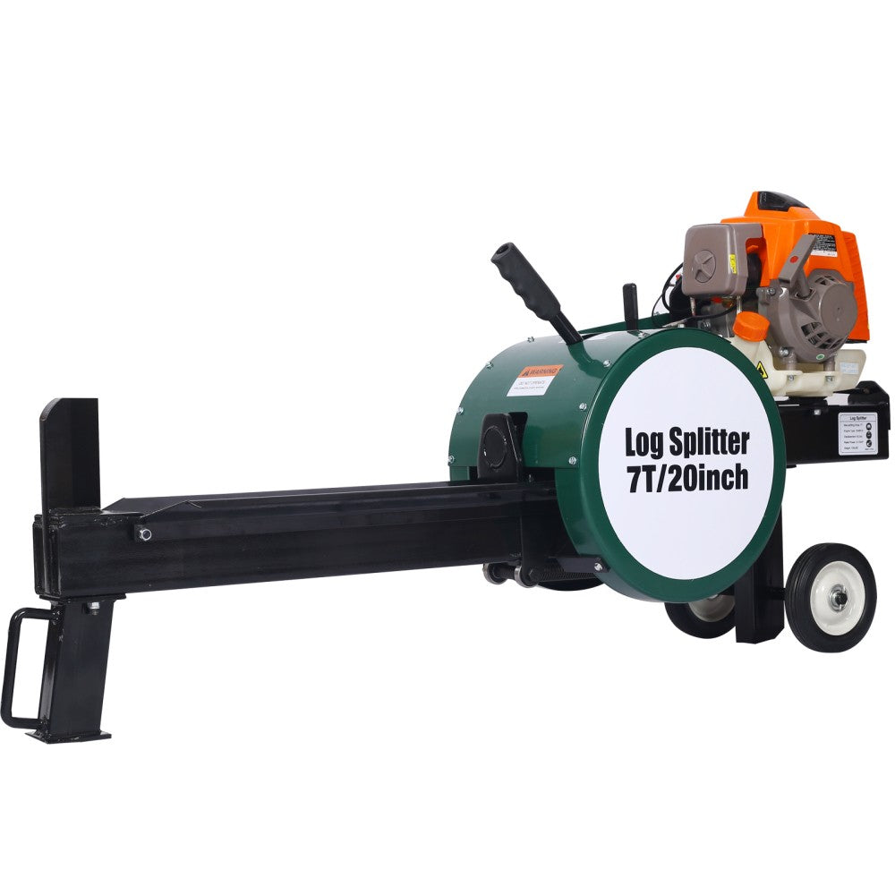 ya 28 Gray 7-Ton Horizontal Electric Log Splitter w/ 63cc Engine, 20in Log&Auto Return
