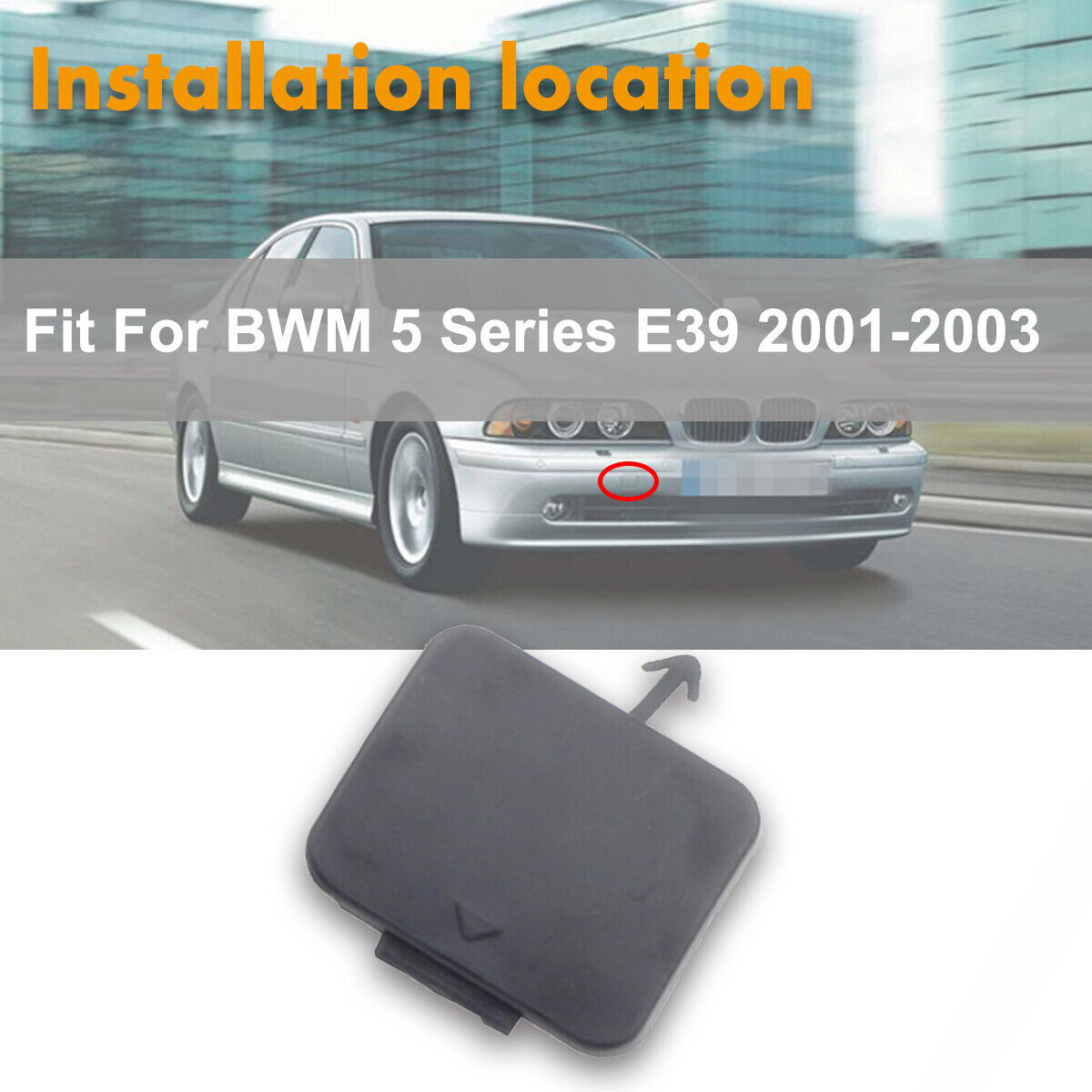 ya 5 8.7 1Pcs Front Bumper Tow Hook Eye Cover Cap Fit for BMW 5-Series E39 2001 2002-2003