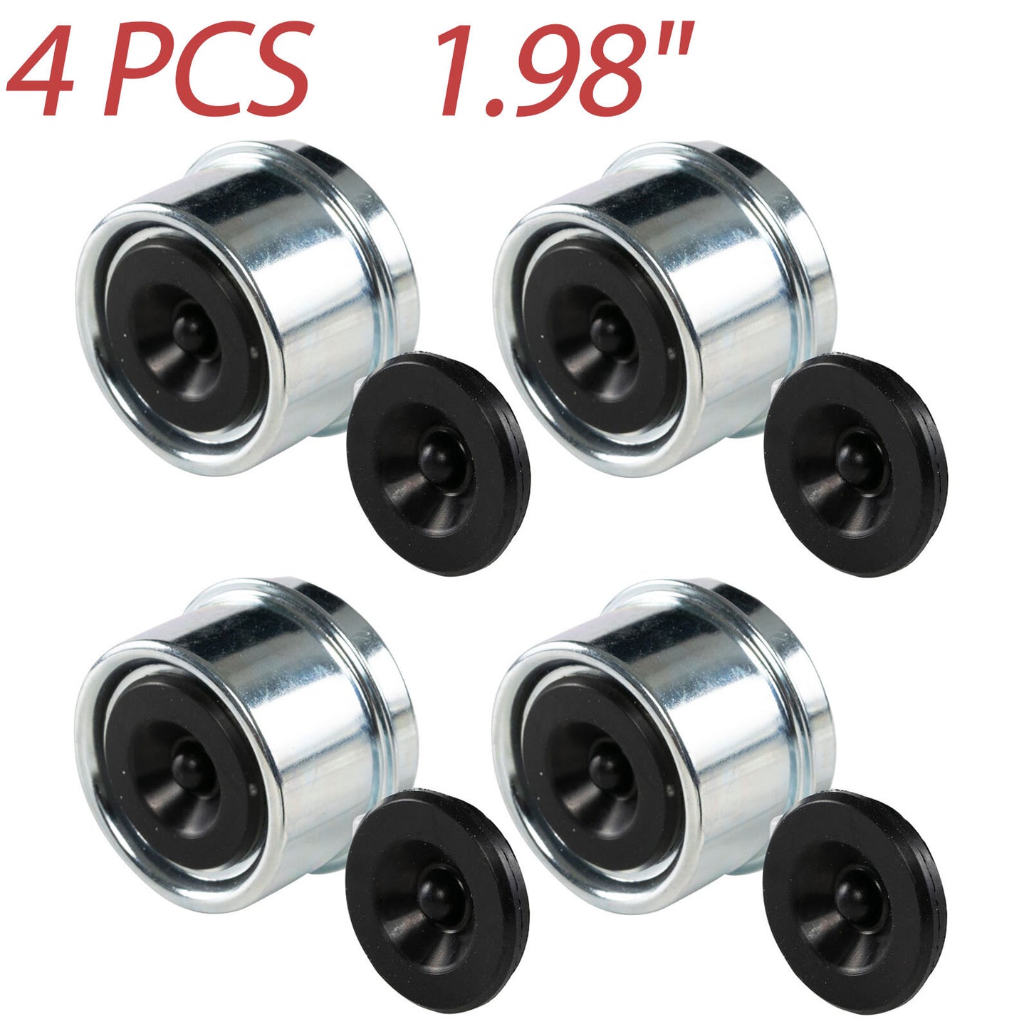 ya 10 5.28.2 (4) Trailer 1.98 EZ Lube Grease Hub Cover Dust Cap w/ Rubber Plug SHIPPING