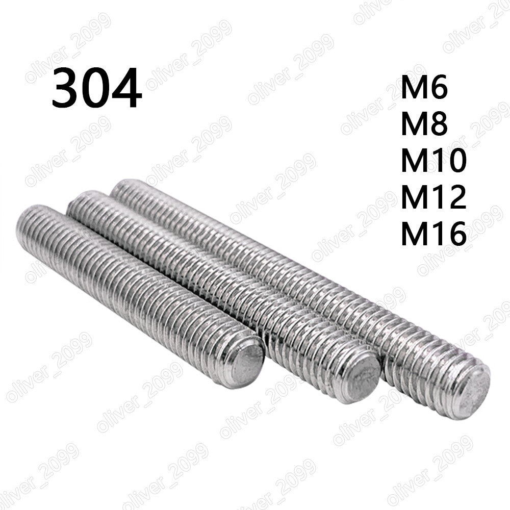 M6 M8 M10 M12 M16 304 Stainless Steel Threaded Rods Metric Thread Stud Bolts
