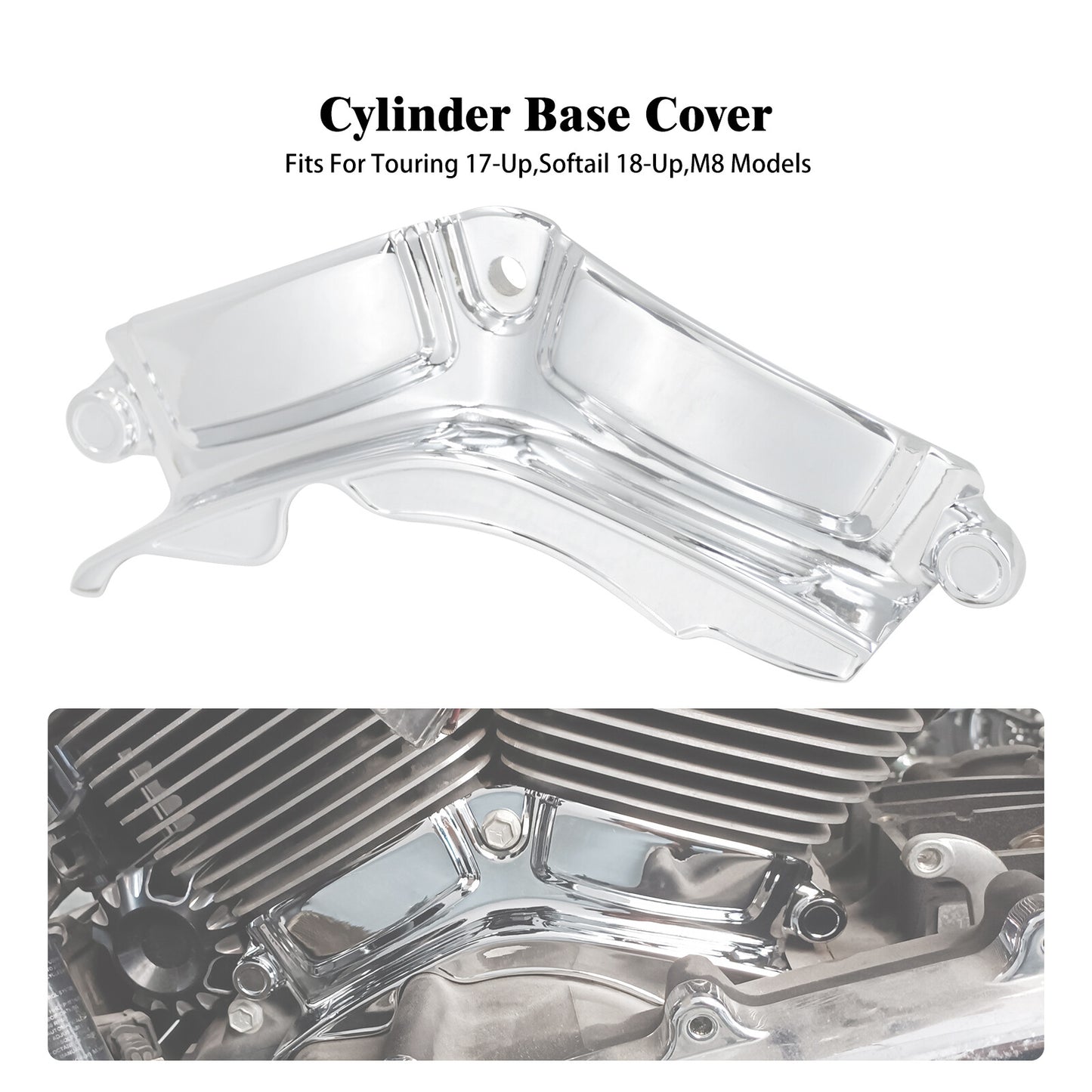ya 1 7.4 Chrome Cylinder Base Engine Cover for Harley Touring Street Road Glide 2017-2023