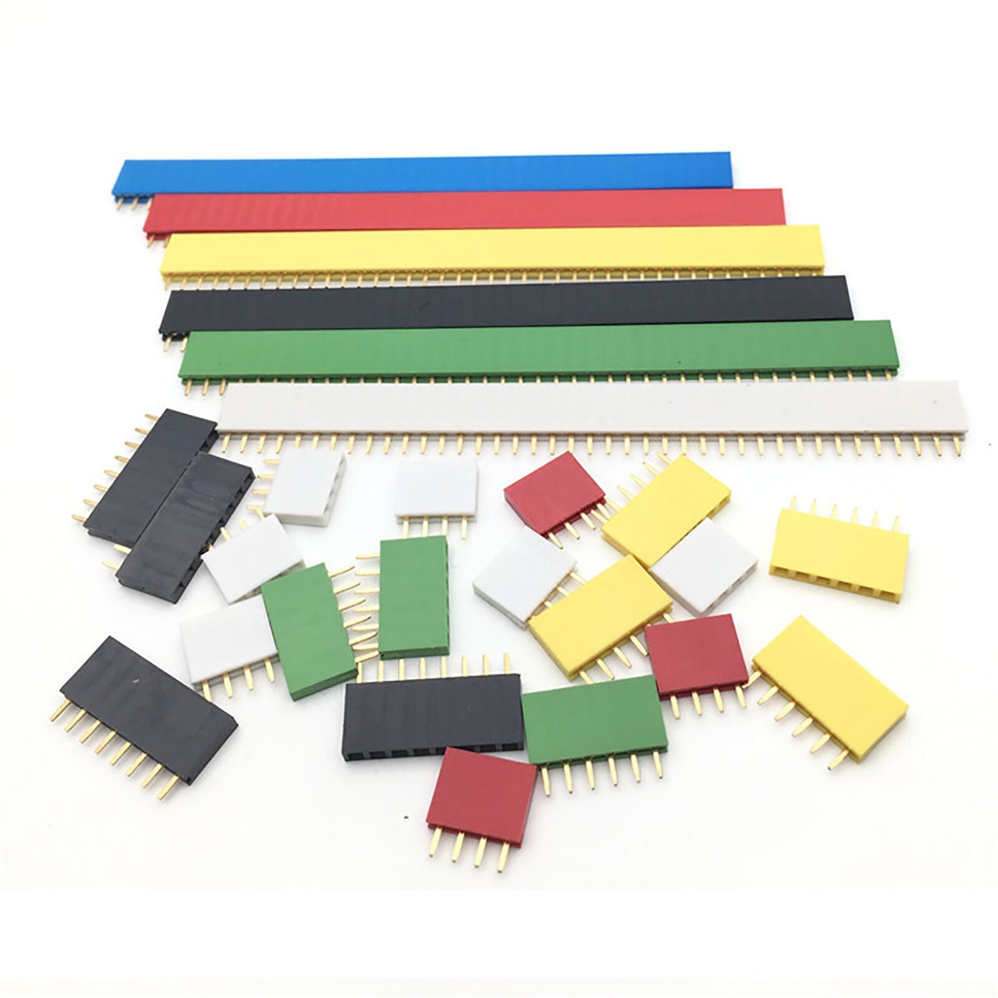 2.54mm Pitch Multicolour Single Row Straight Female Header Strip 2Pin - 40Pin